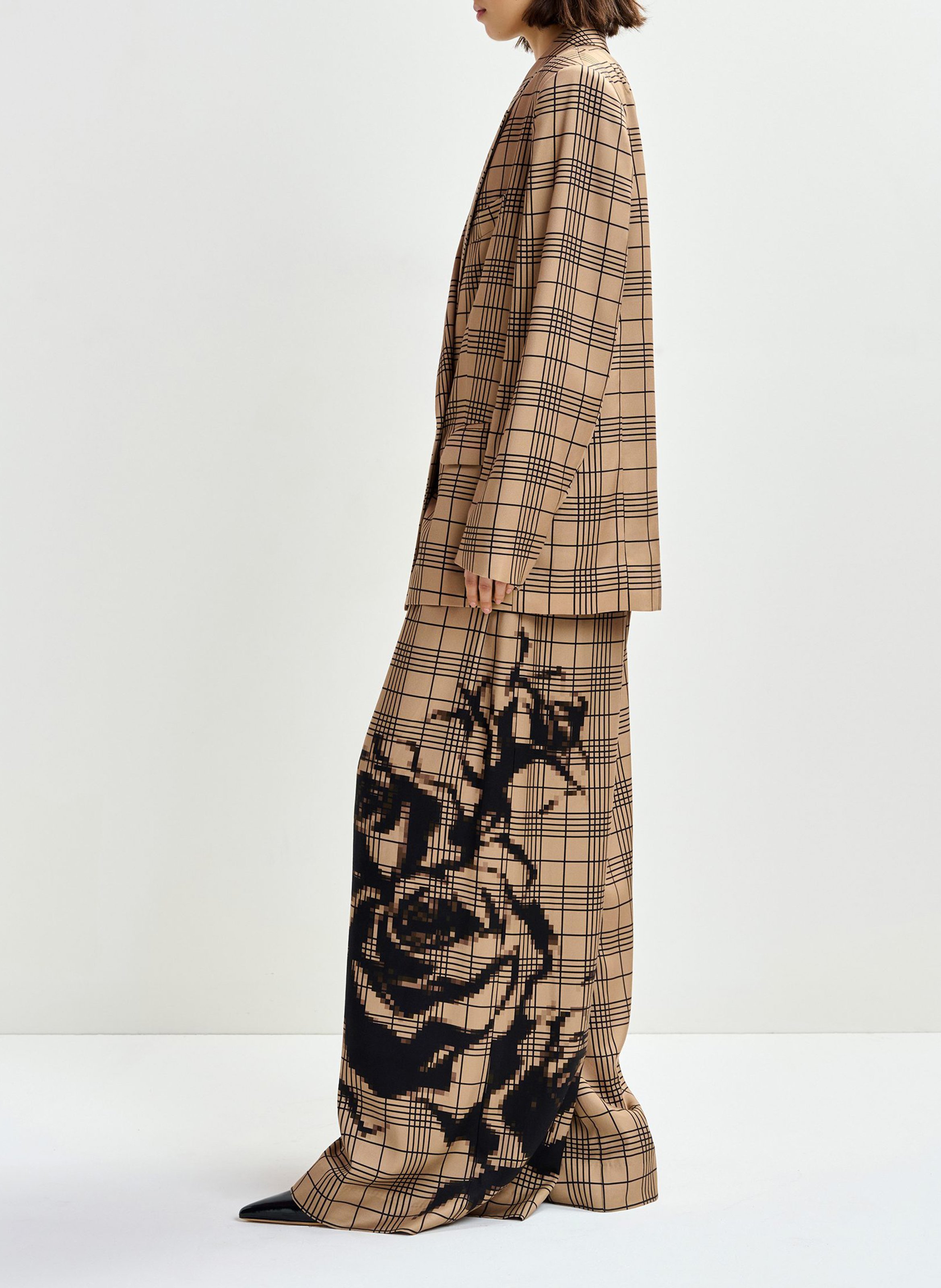 Oversized check blazer ESSENTIEL ANTWERP Brown