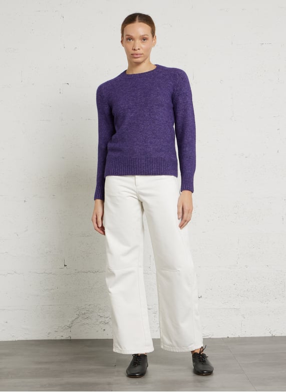 Pull en grosse maille à col rond femme violet Pull en grosse maille à col rond femme violet
