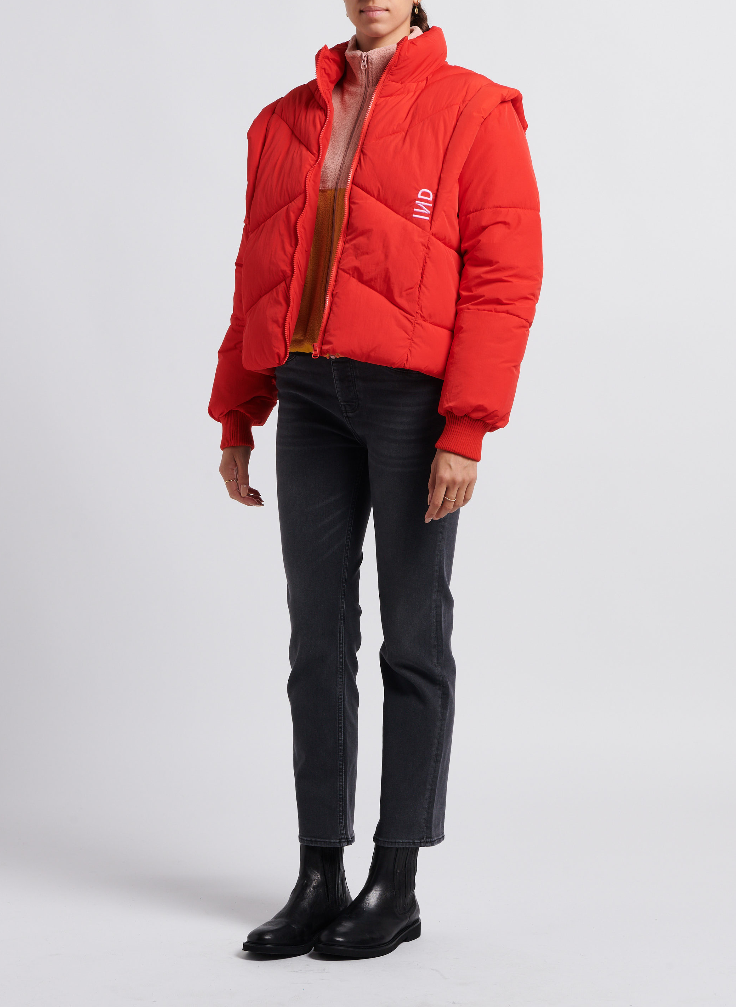 Doudoune col montant avec manches amovibles INDEE Rouge