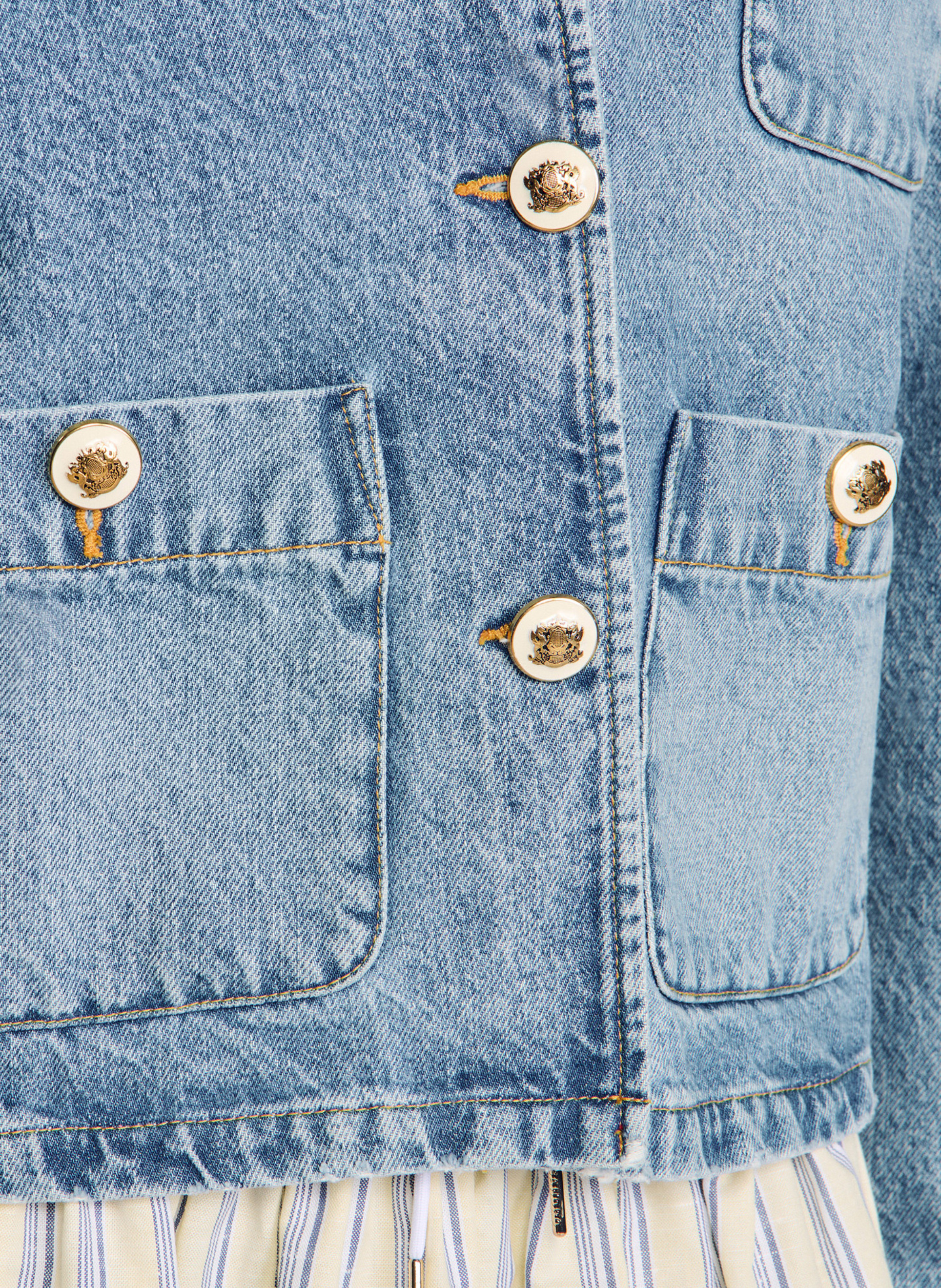 Blouson droit boutonné en jean  SANDRO Bleu