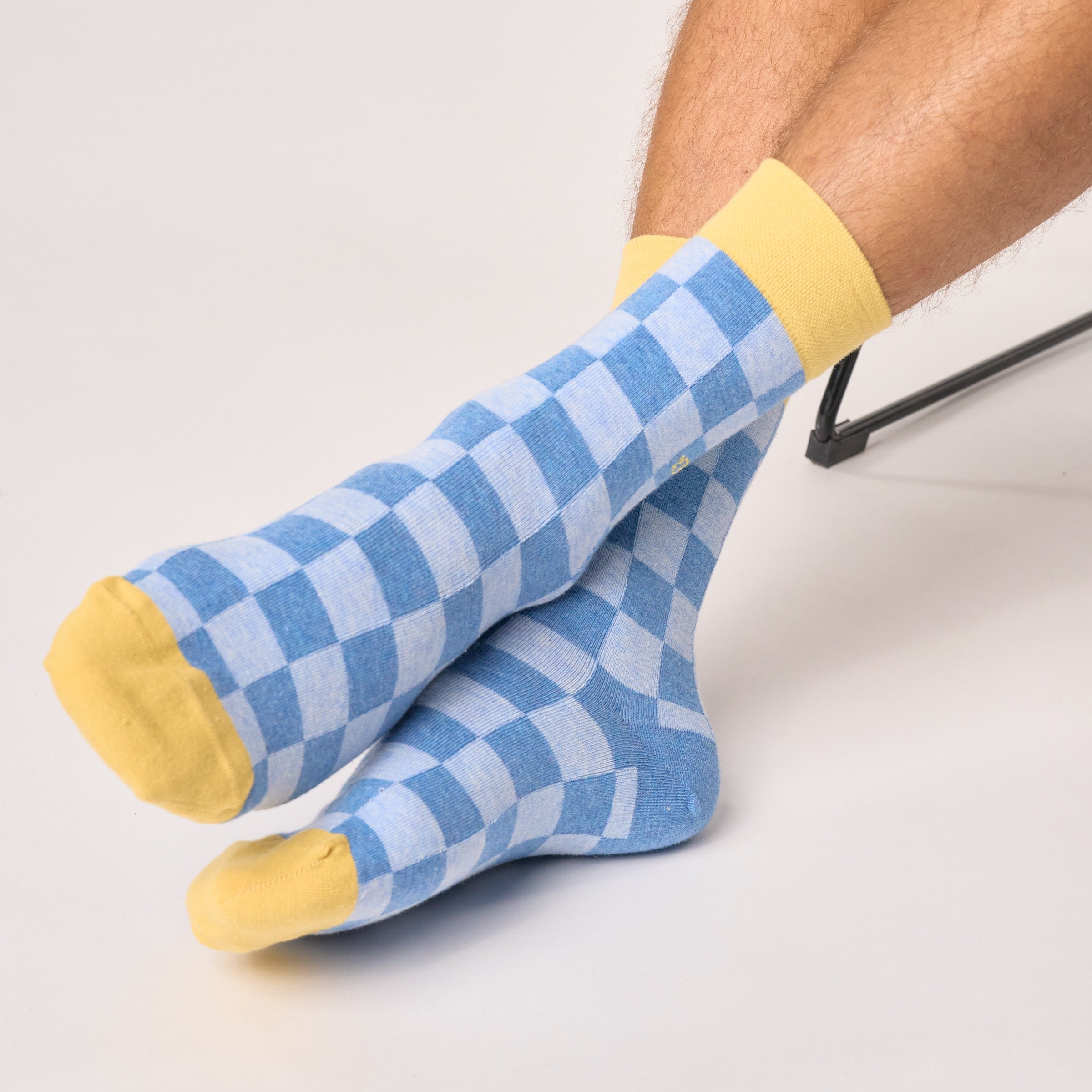 Combed cotton checkered socks BILLYBELT Blue