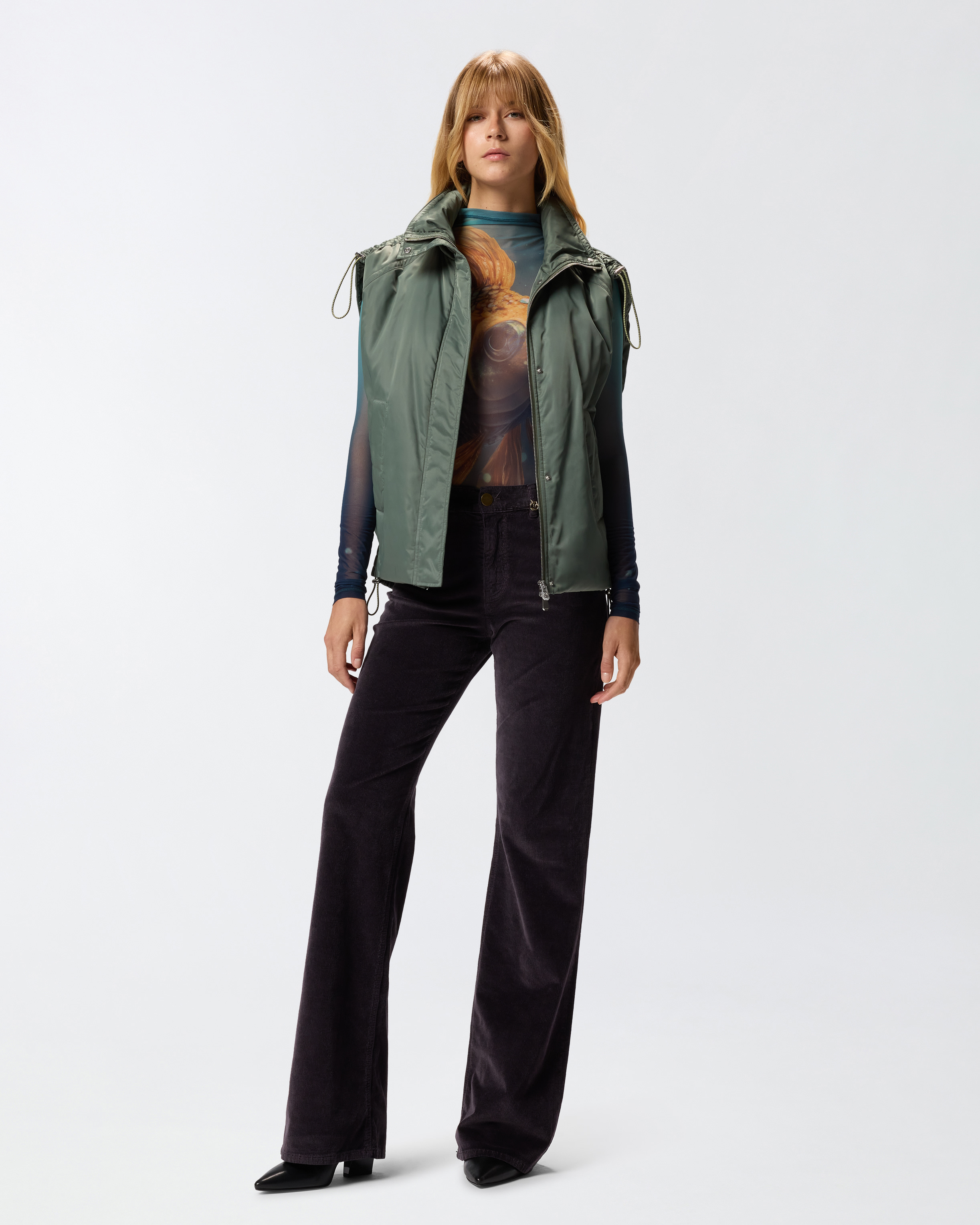 Sleeveless puffer vest in technical fabric PINKO Green