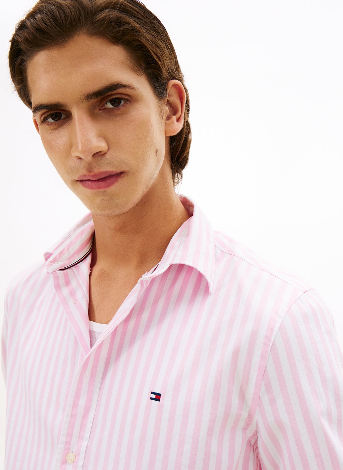 Gestreifte Bluse mit klassischem Kragen TOMMY HILFIGER Rosa