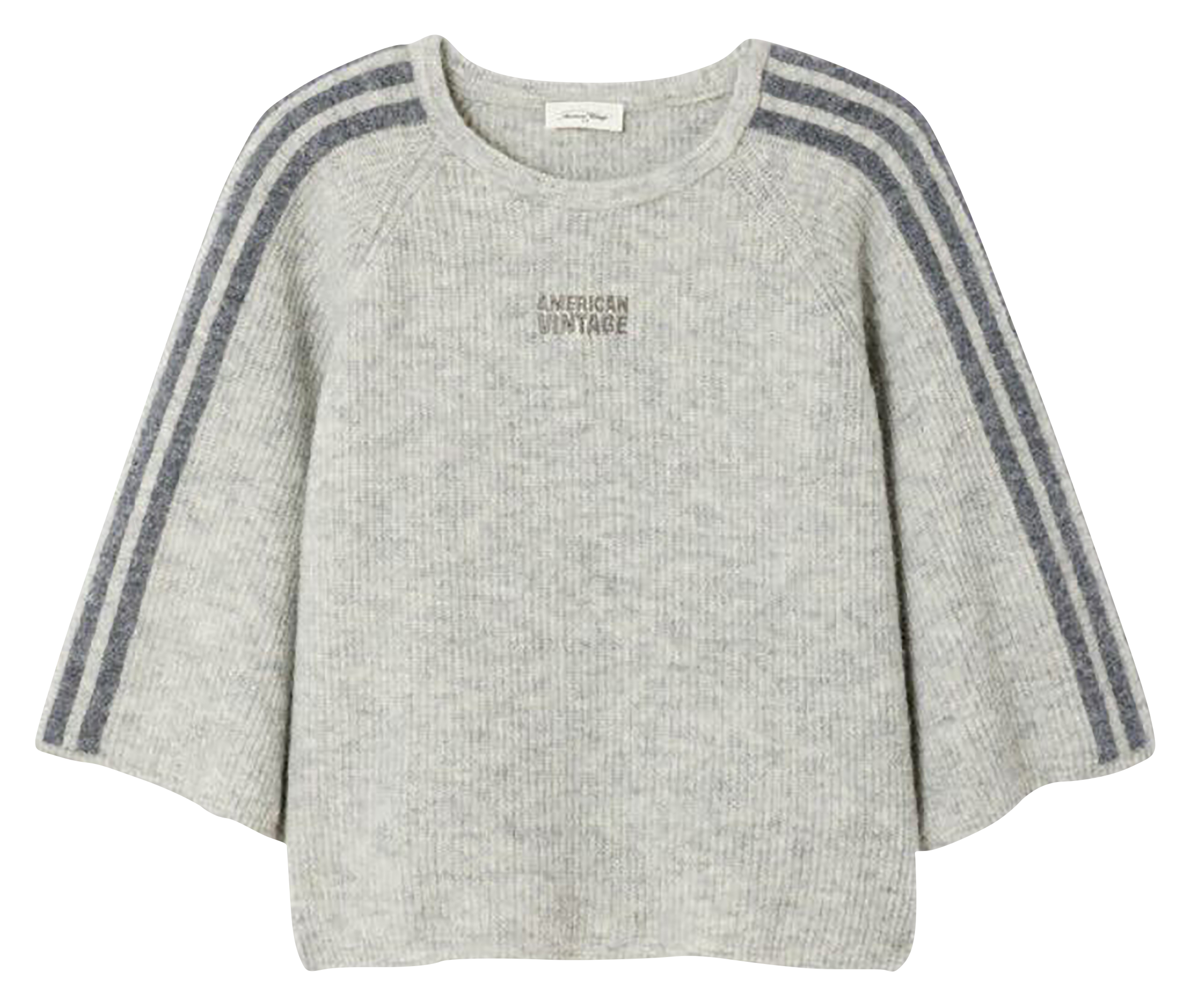 Oversized Rundhalsausschnitt-Pullover aus gemischtem Alpakawolle mit Stickerei AMERICAN VINTAGE Grau