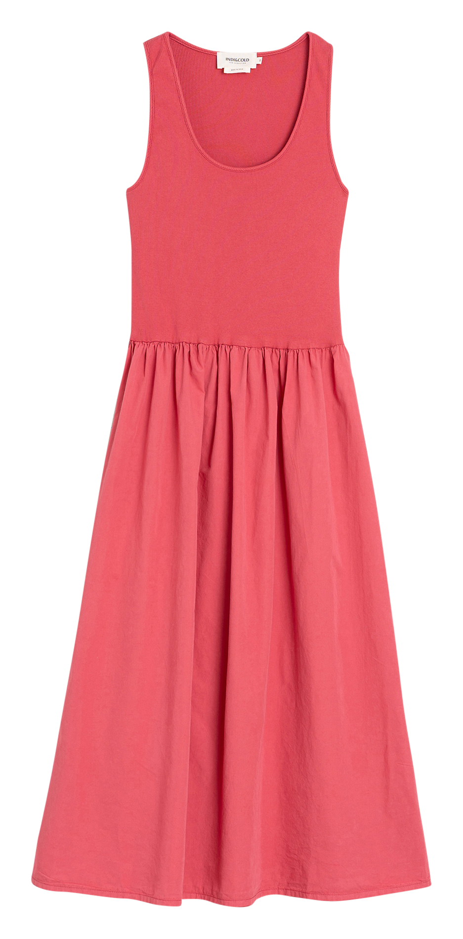 Halflange jurk met ronde hals van katoen INDI & COLD Roze