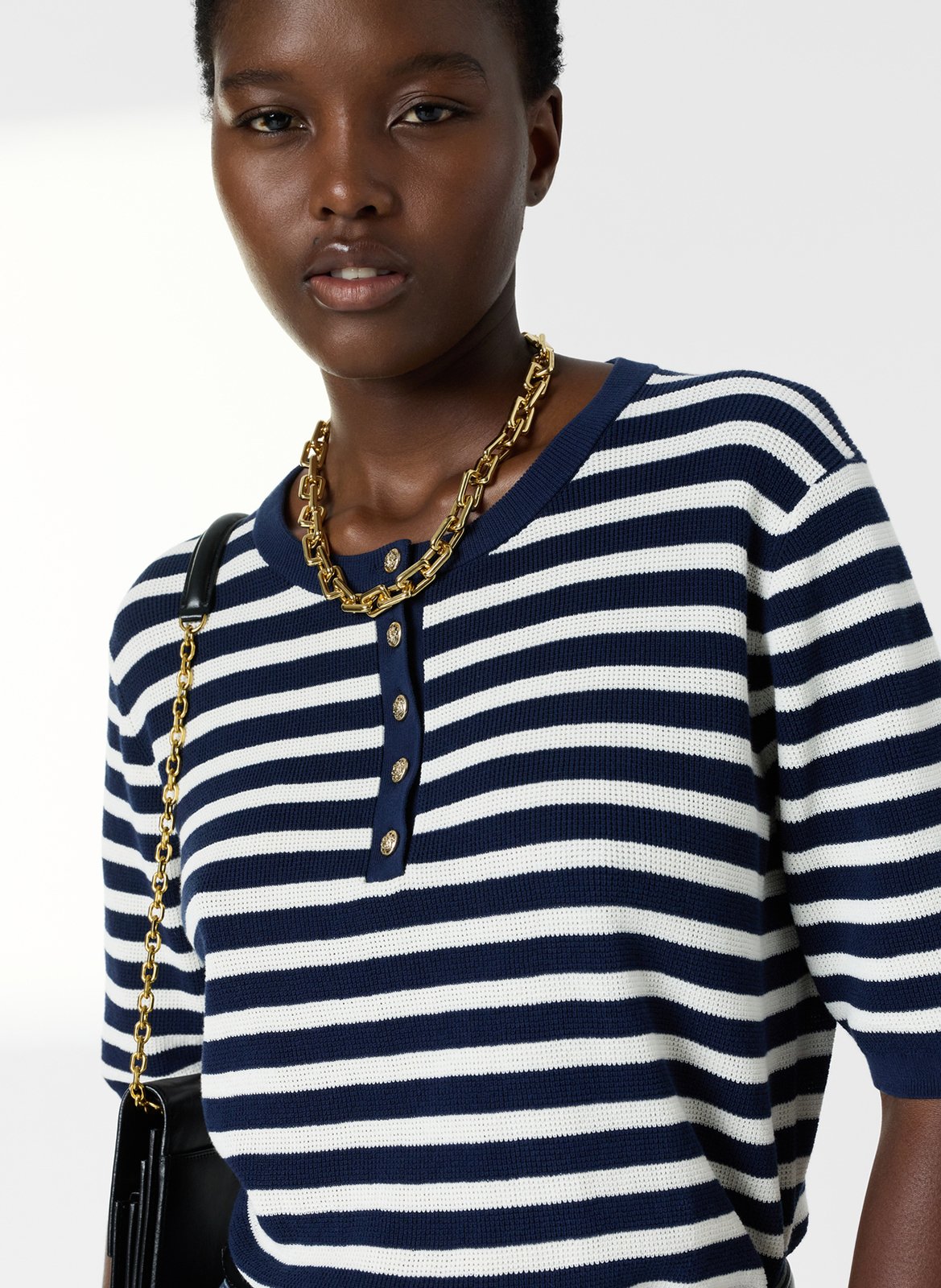 Pull droit col rond en coton rayé GERARD DAREL Bleu