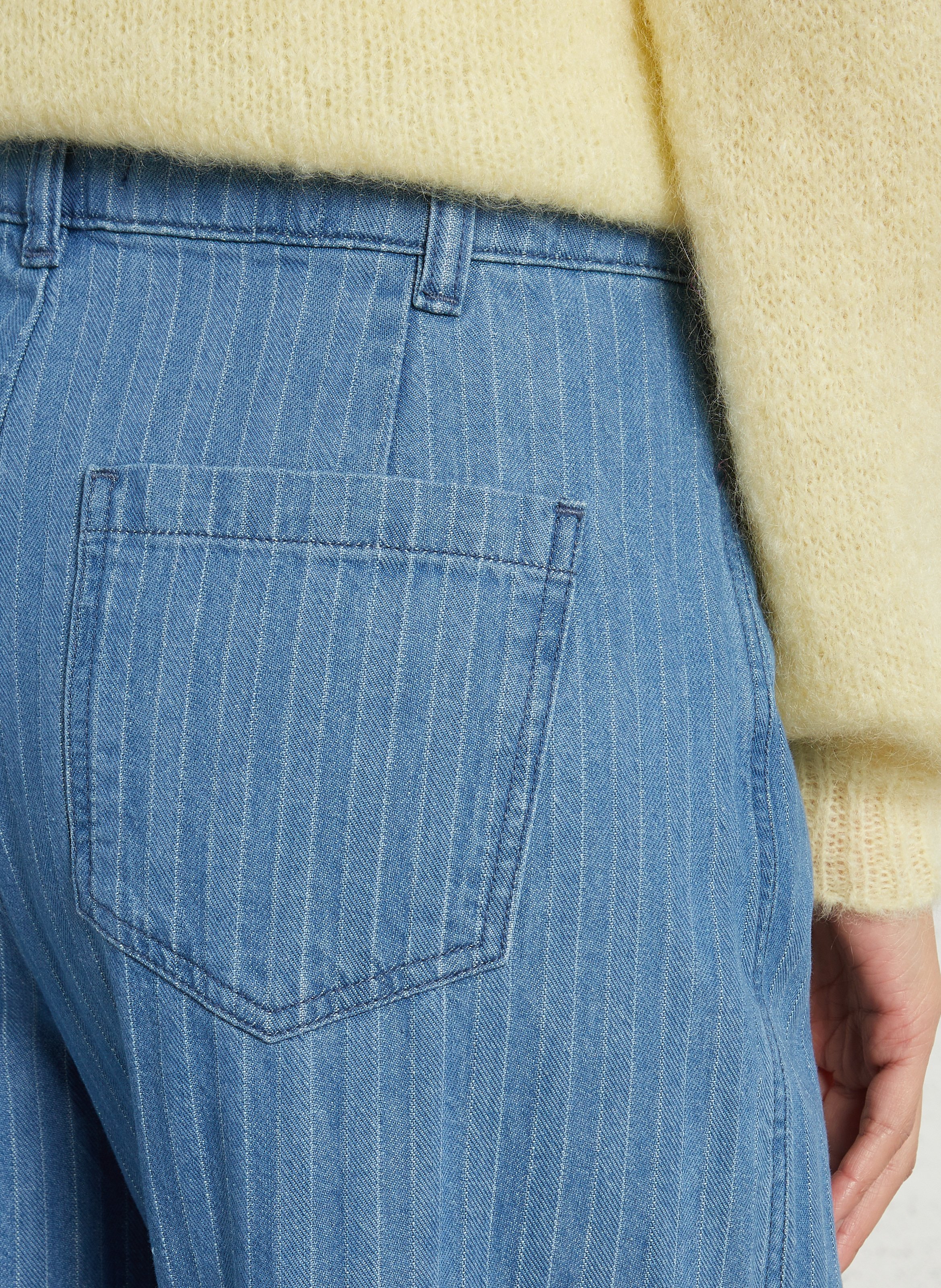 Jean large taille haute rayures fines DES PETITS HAUTS Bleu