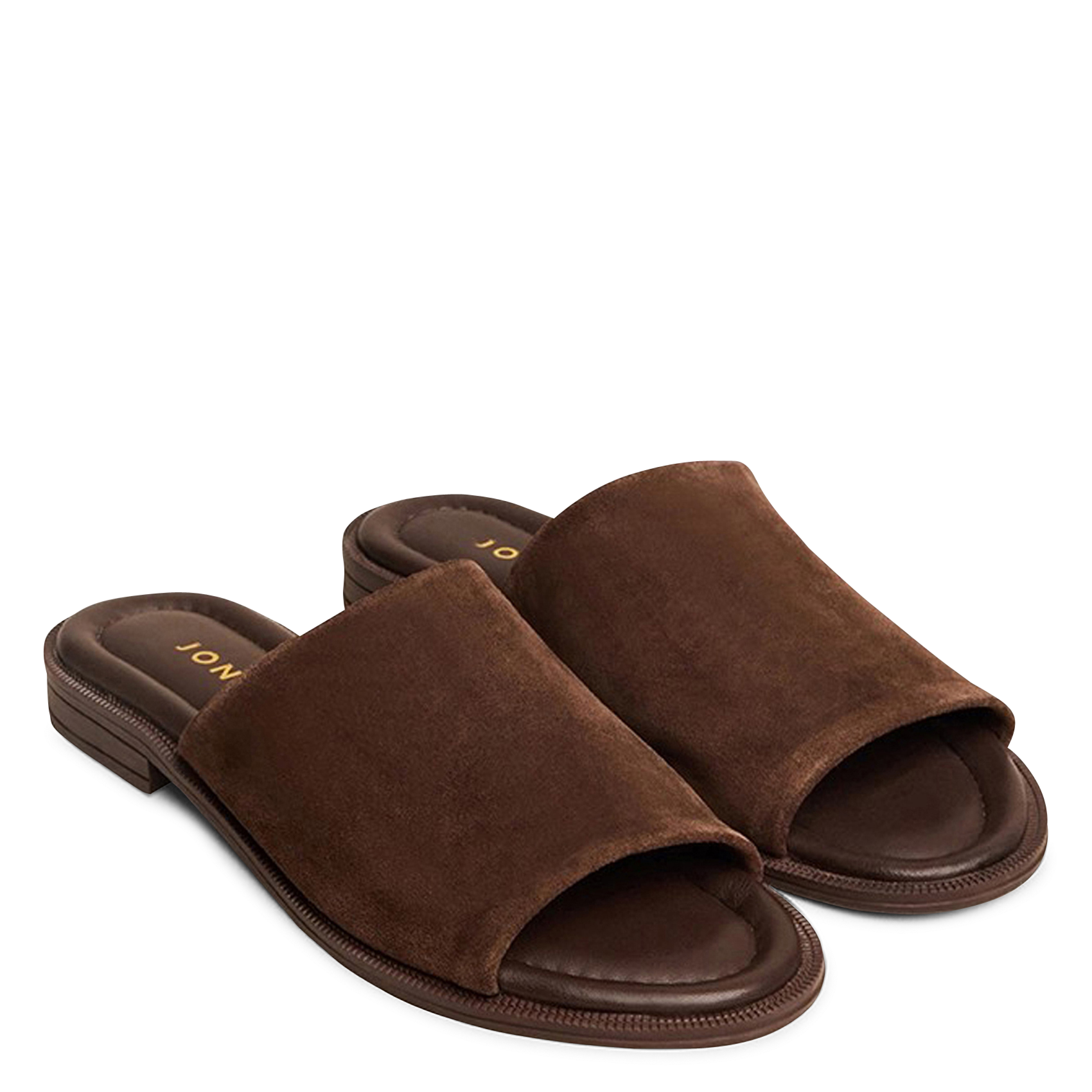 Mules plates en cuir velours JONAK Marron