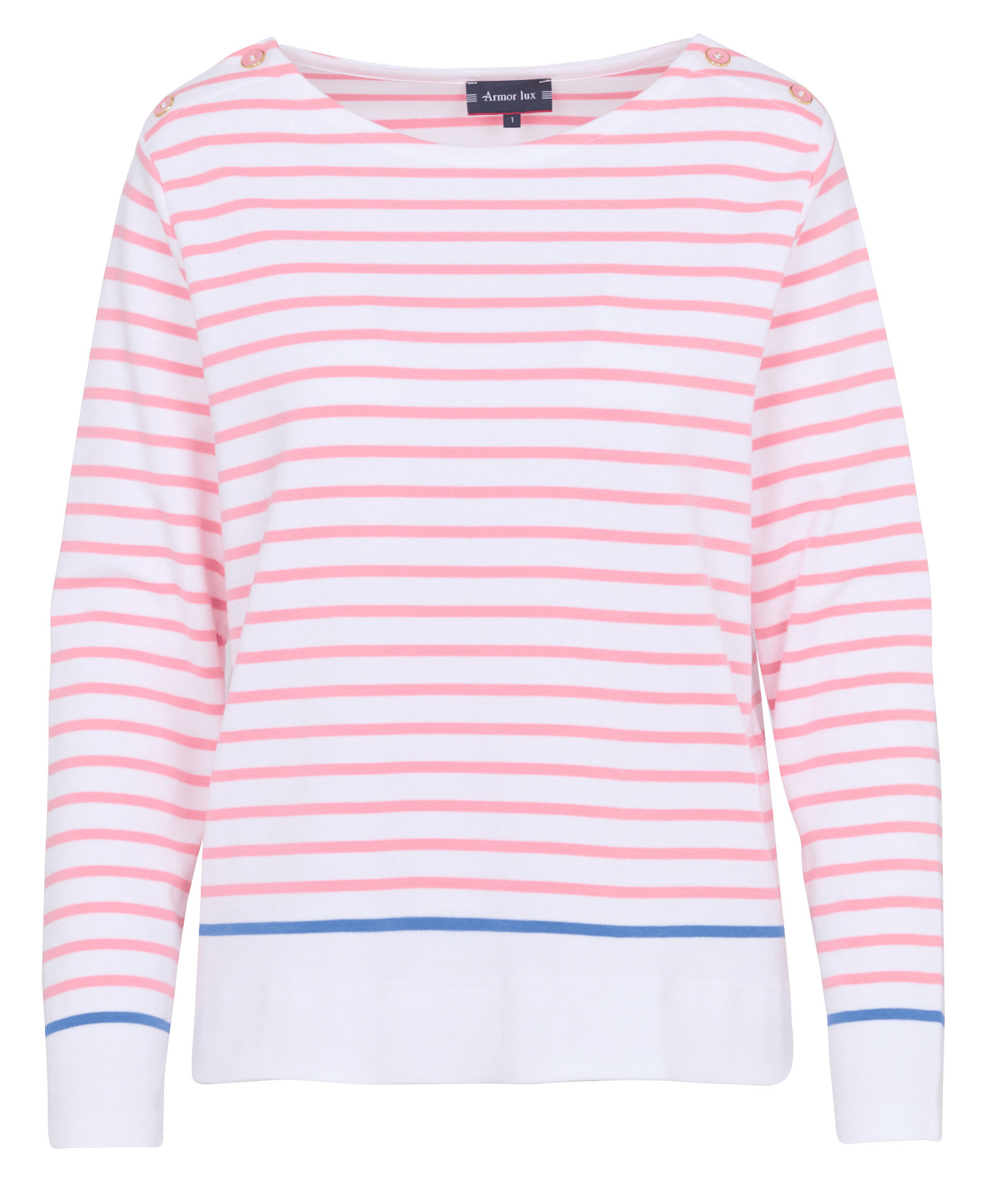 Top met lange mouwen in gestreepte katoenen stof ARMOR LUX Wit