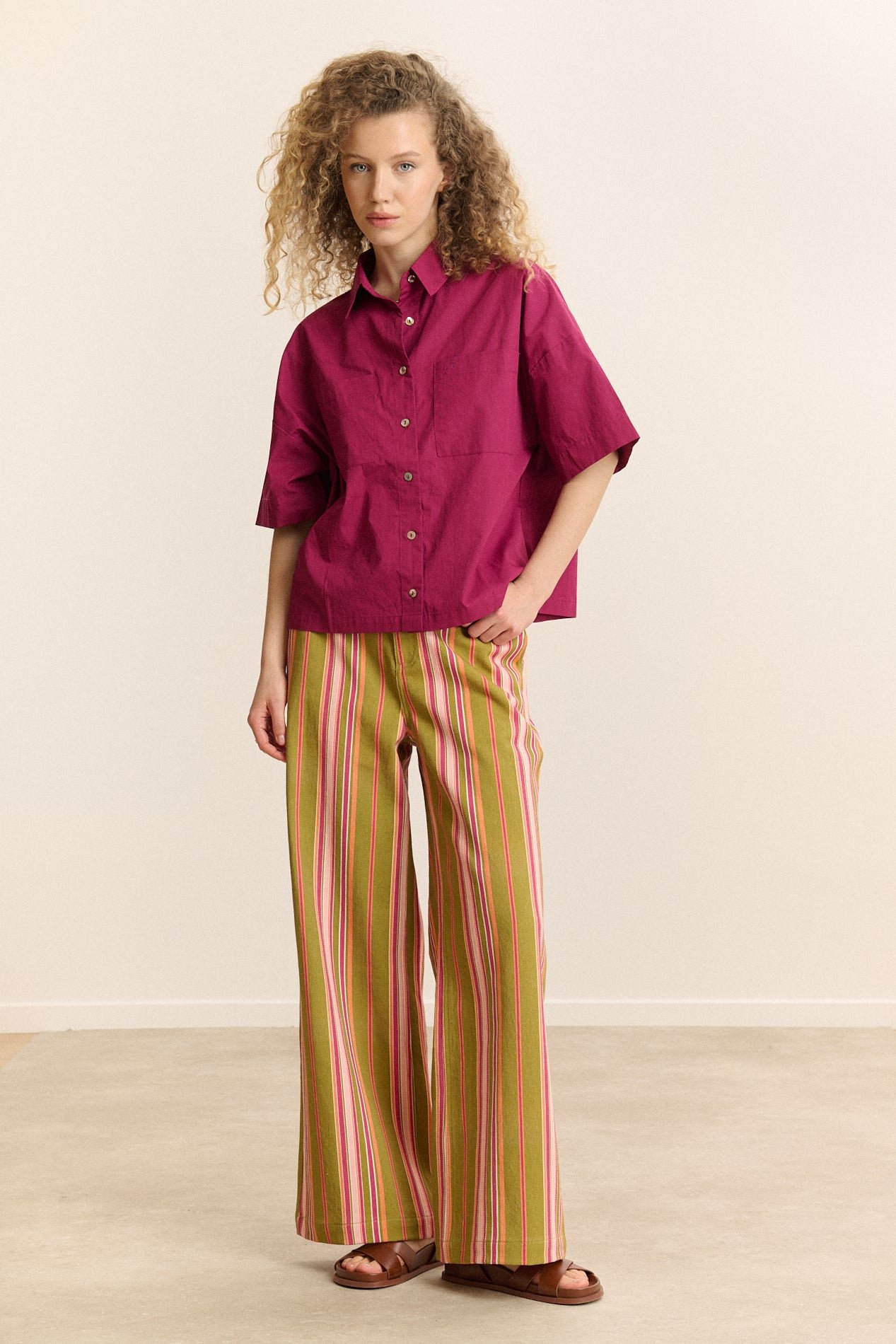 Short-sleeved poplin shirt GARANCE PARIS Purple