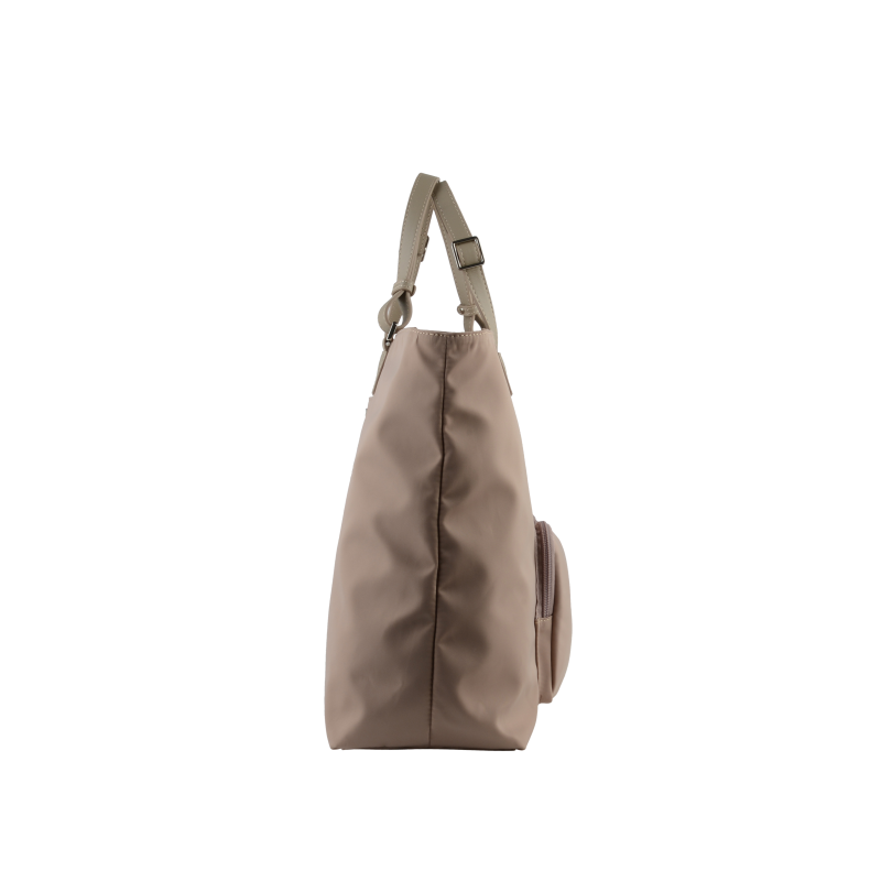 Shoulder bag in canvas trimmed with leather POURCHET Brown
