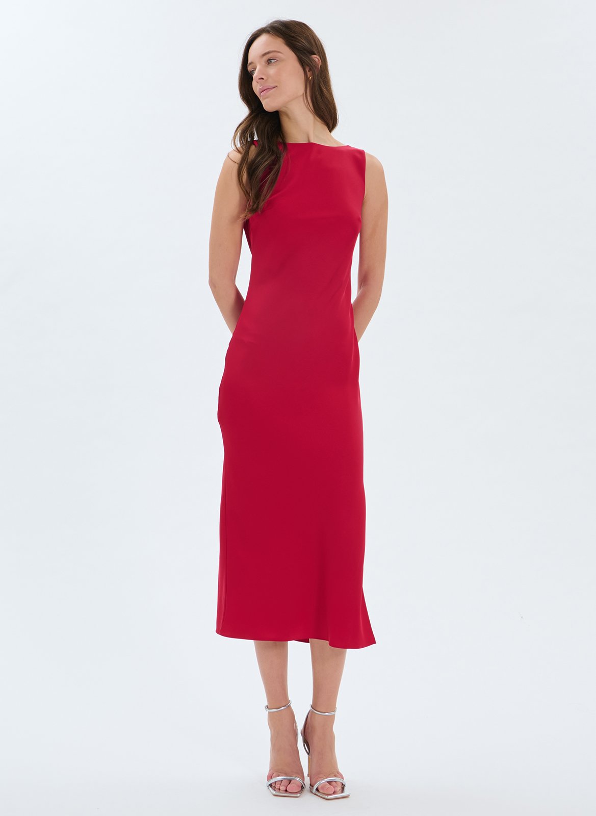 Lange jurk met boothals ZAPA Rood