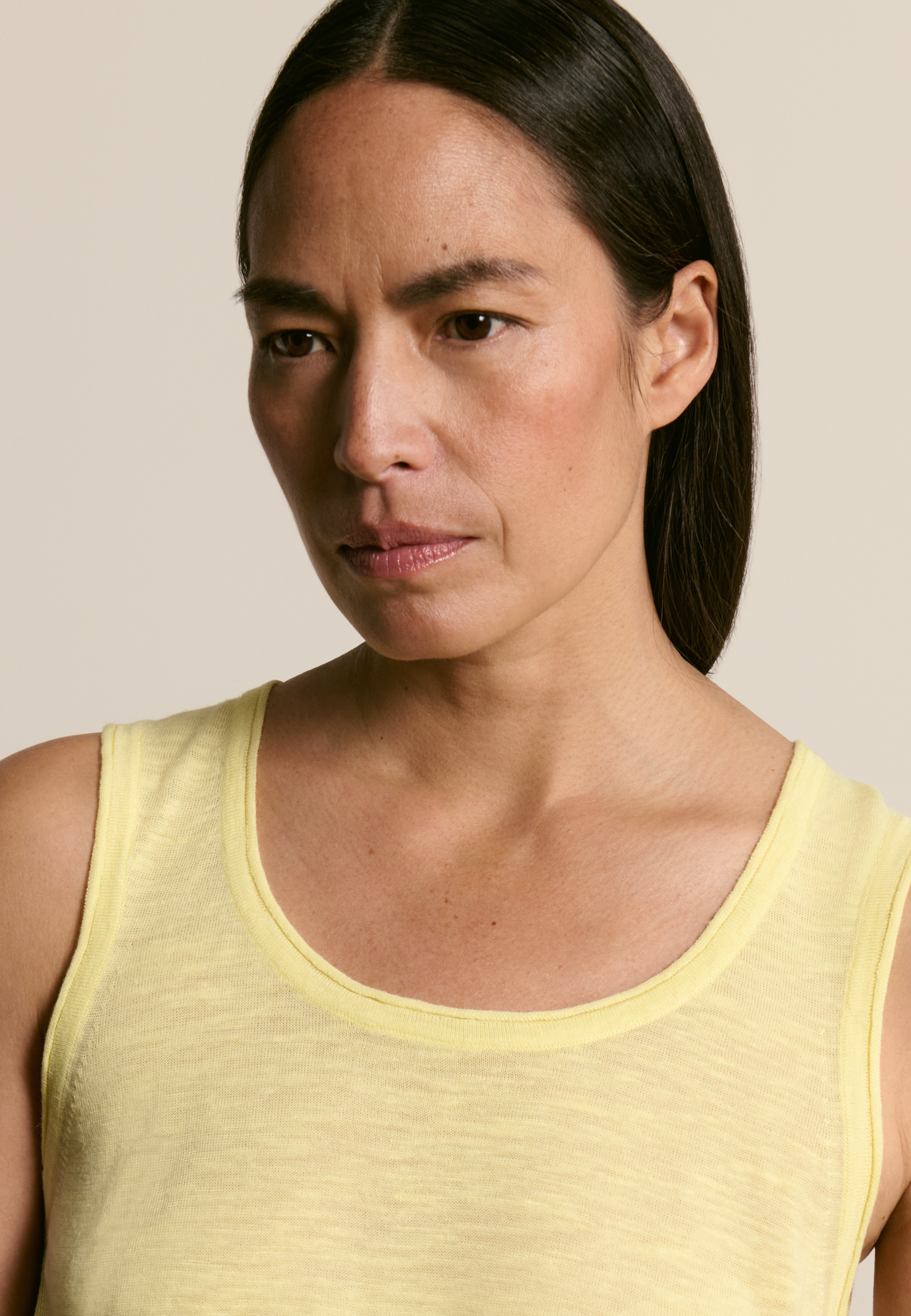 Débardeur en lin flammé MAISON MONTAGUT Jaune