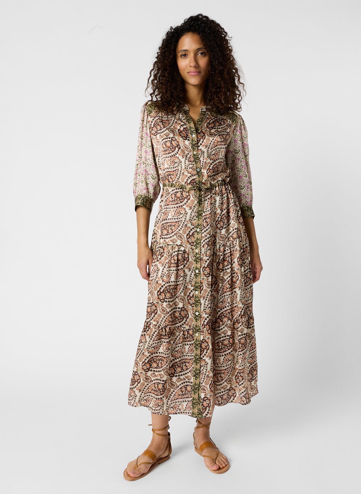 Langes Seidenblumenkleid GERARD DAREL Schwarz