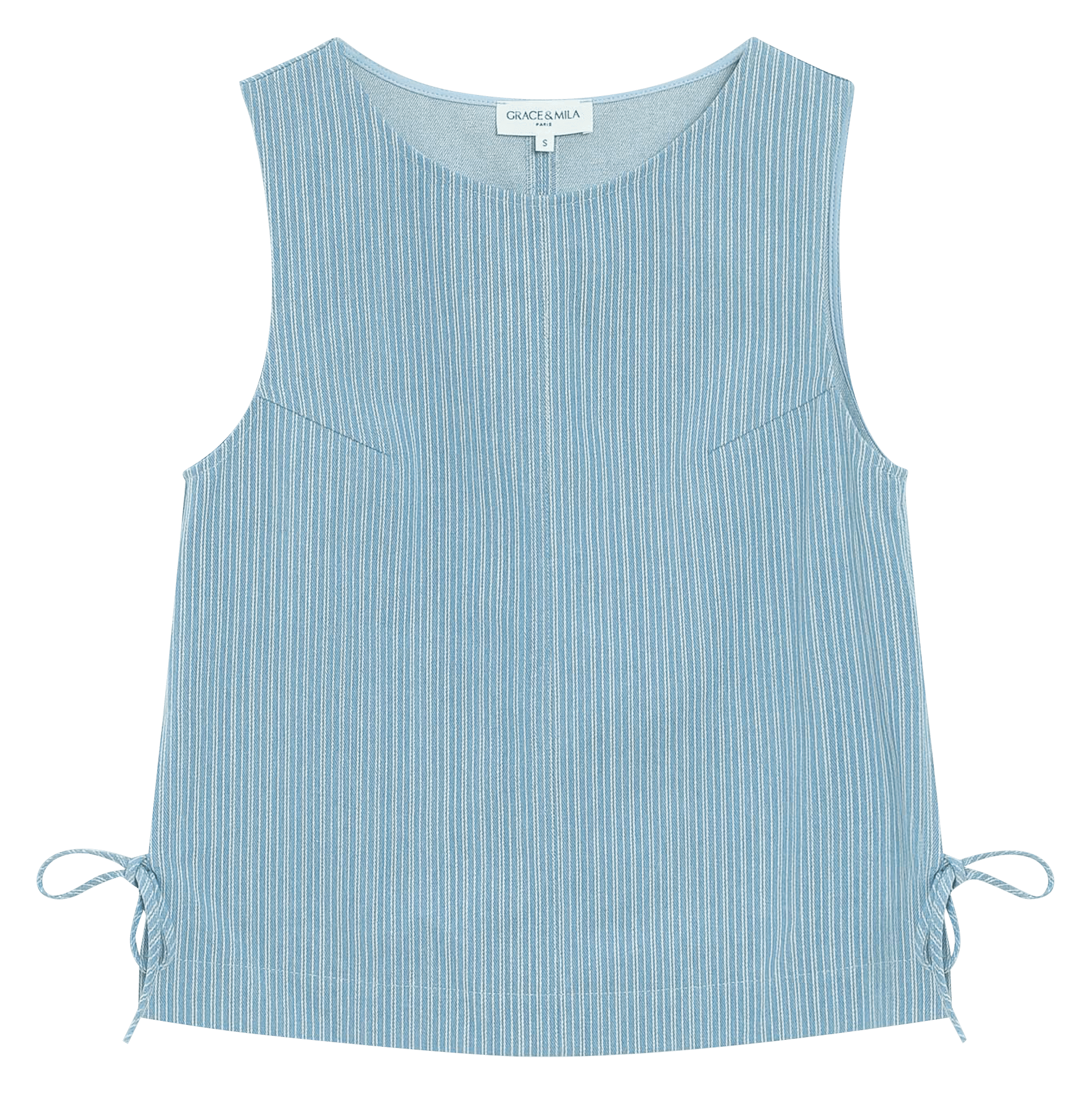 Mouwloze gestreepte wijde top GRACE ET MILA Blauw