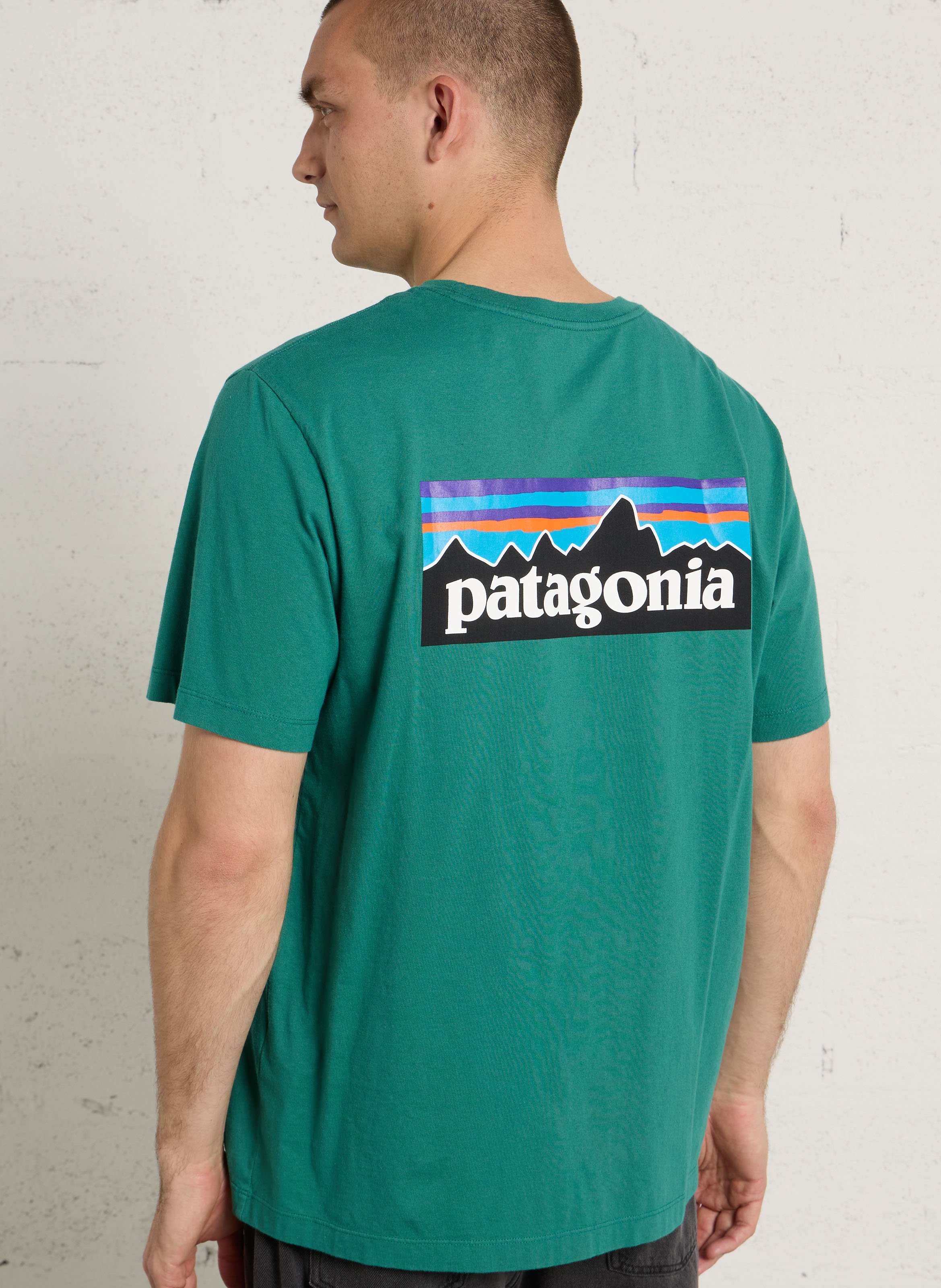 Tee-shirt oversize col rond en coton bio sérigraphié PATAGONIA Vert