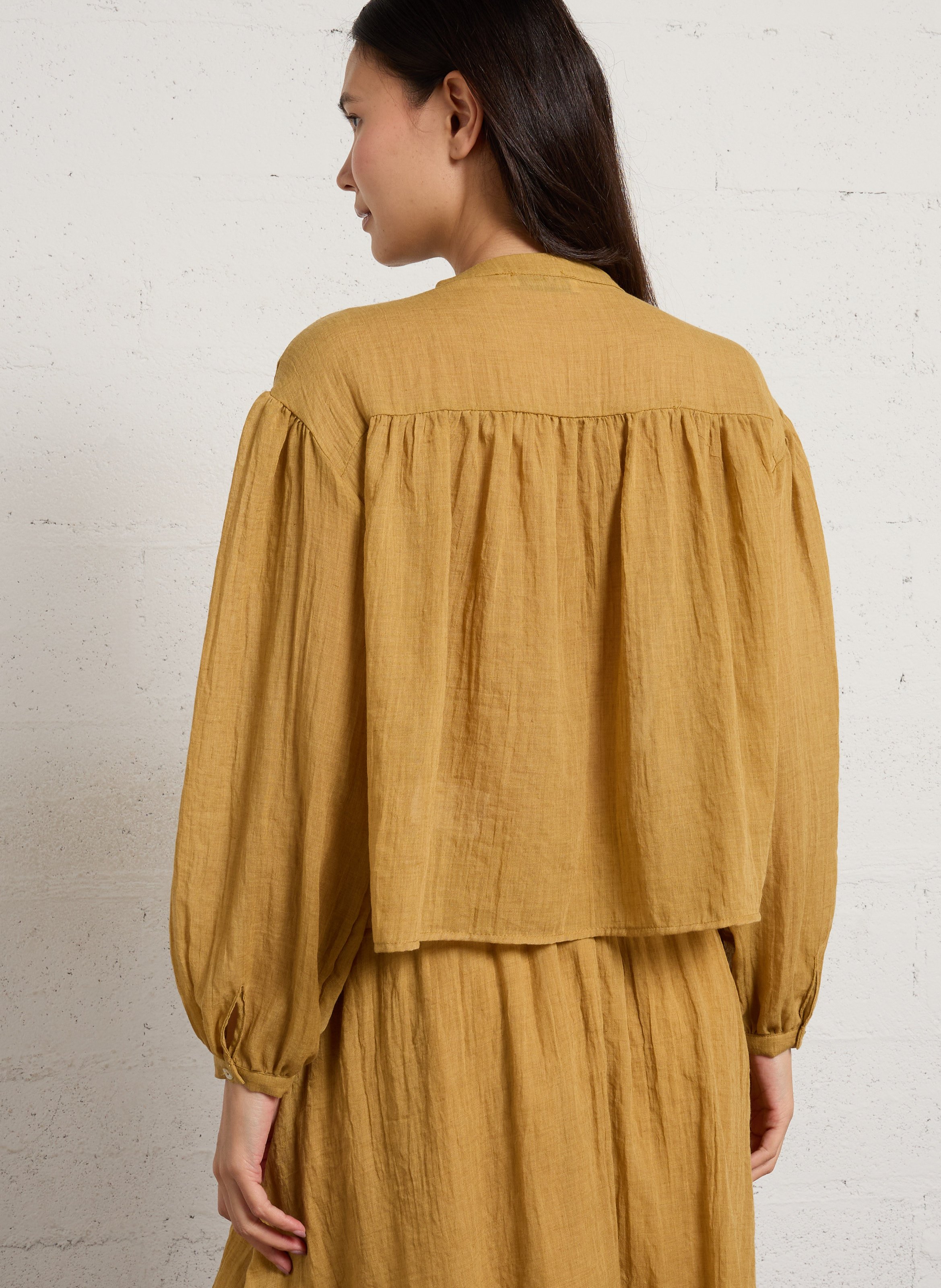 Blouse ample boutonnée col rond JC SOPHIE Marron