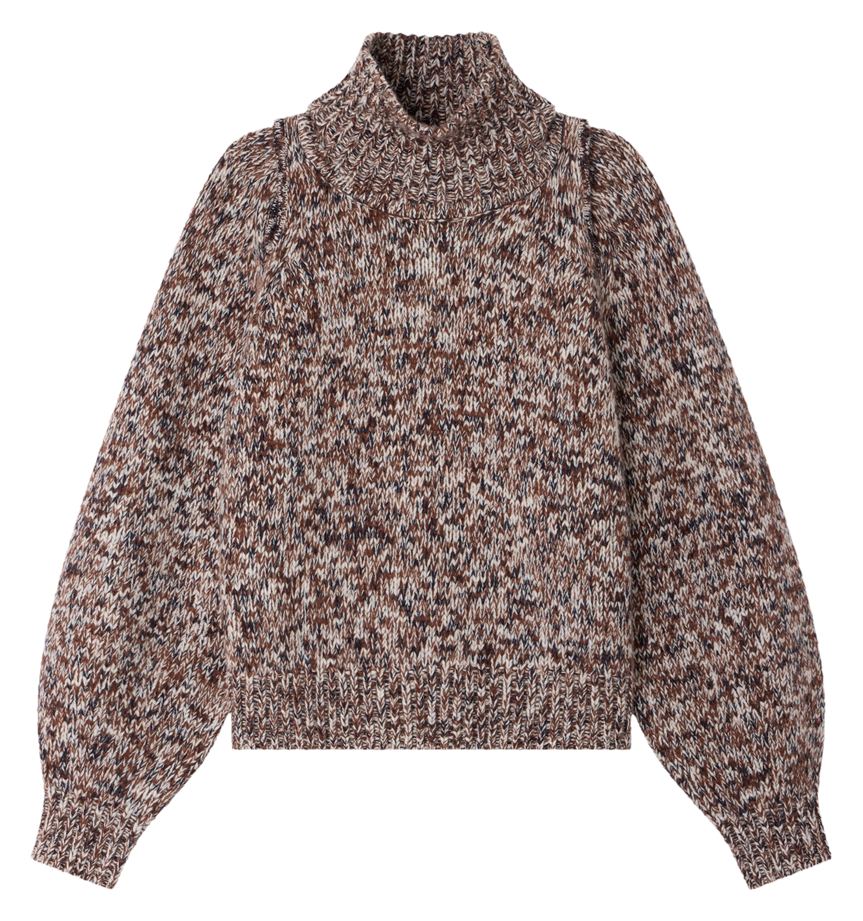 Loose-fit wool sweater with high neck SESSUN Brown