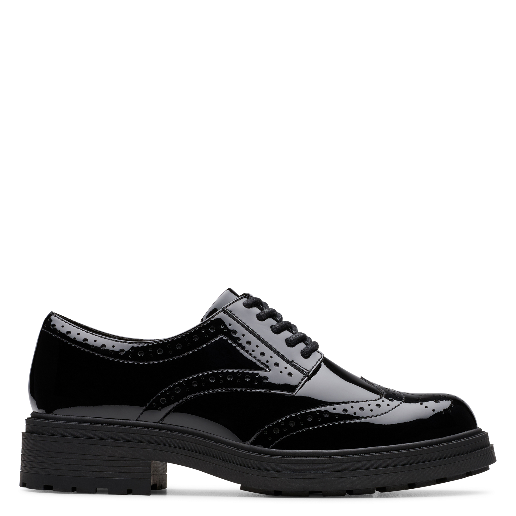 Derbies à lacets en cuir vernis CLARKS Noir