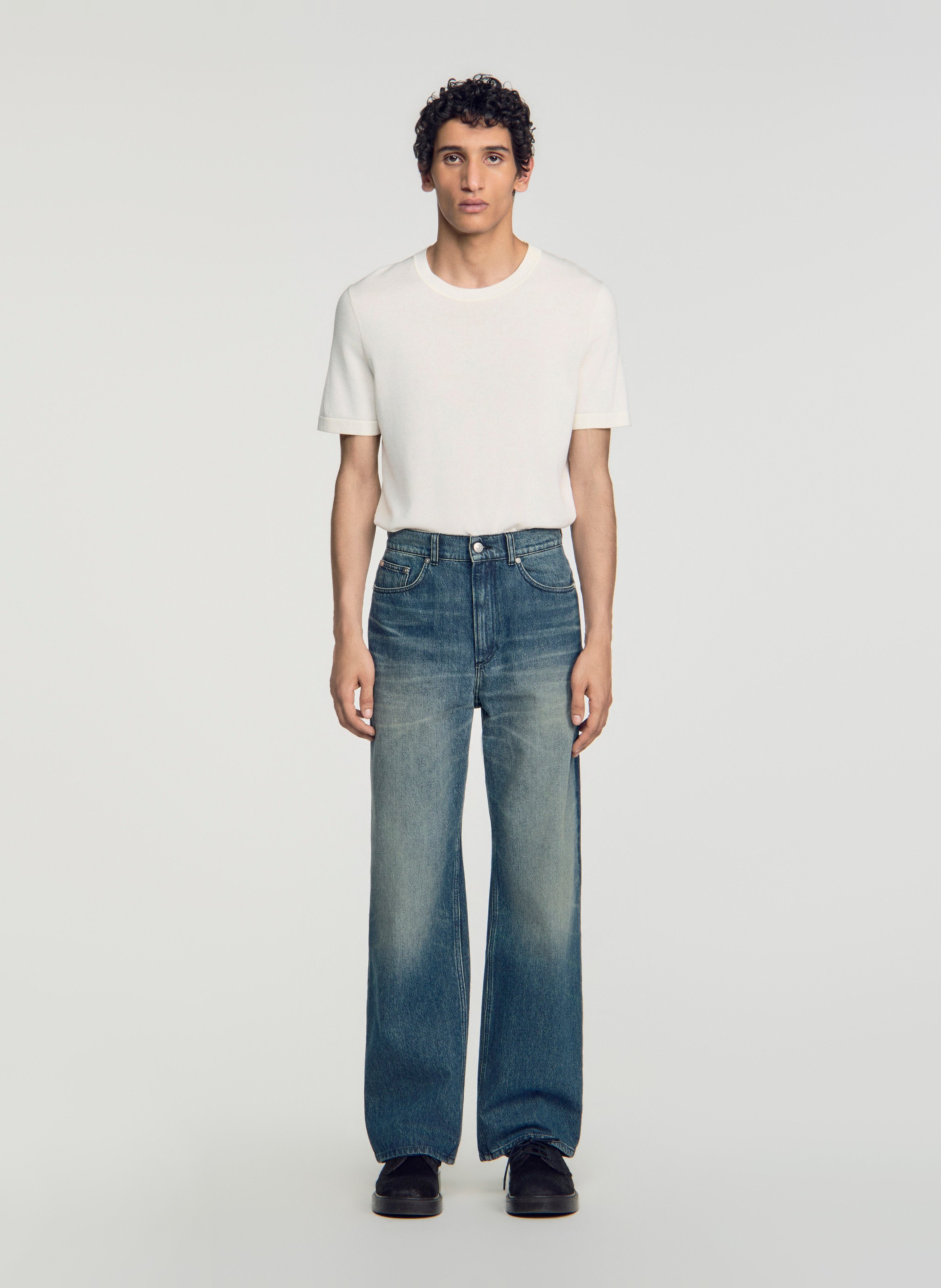Jean droit en coton SANDRO Bleu