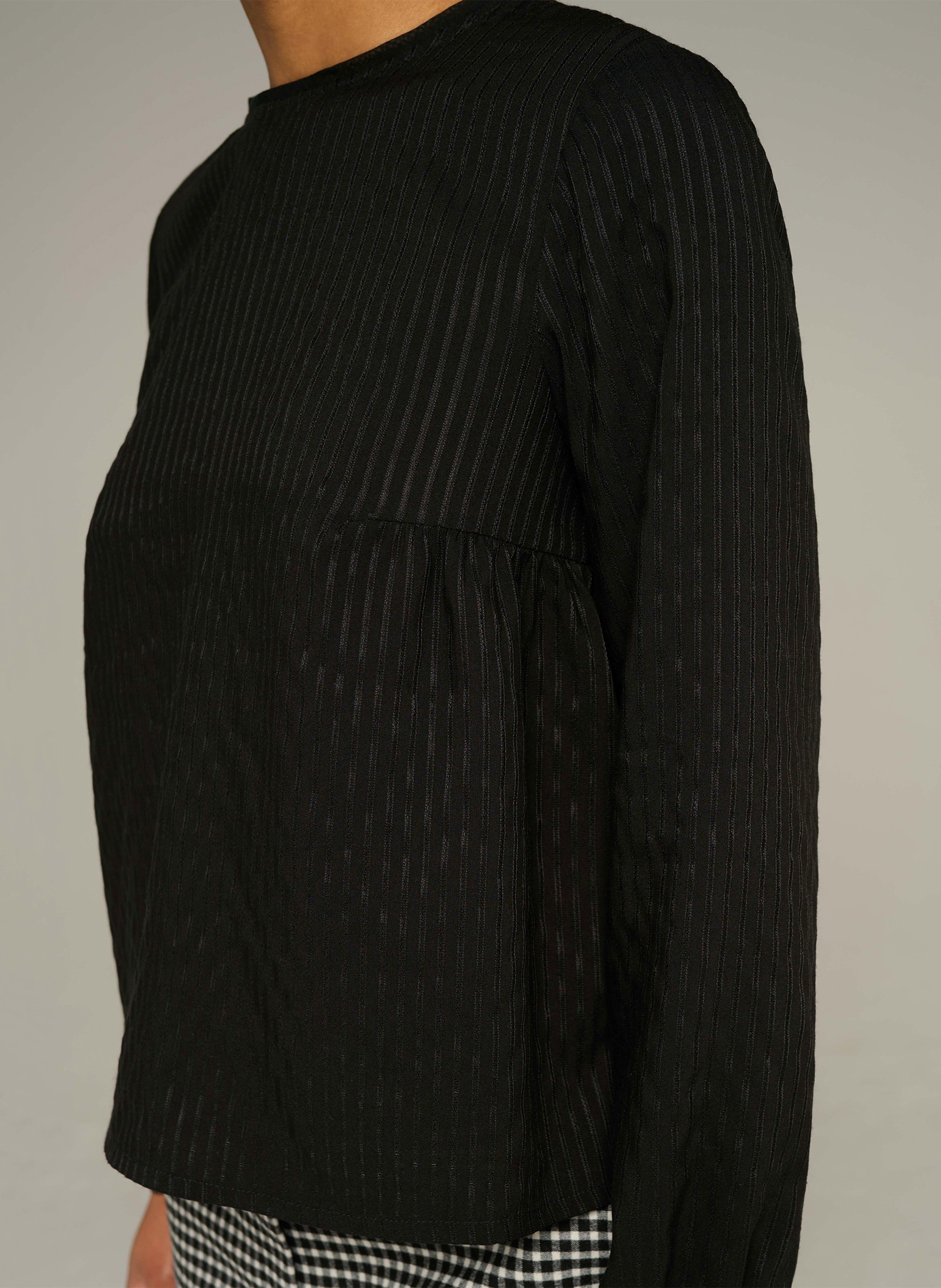 Blouse met ronde hals en effen recht model COTELAC ACOTE Zwart