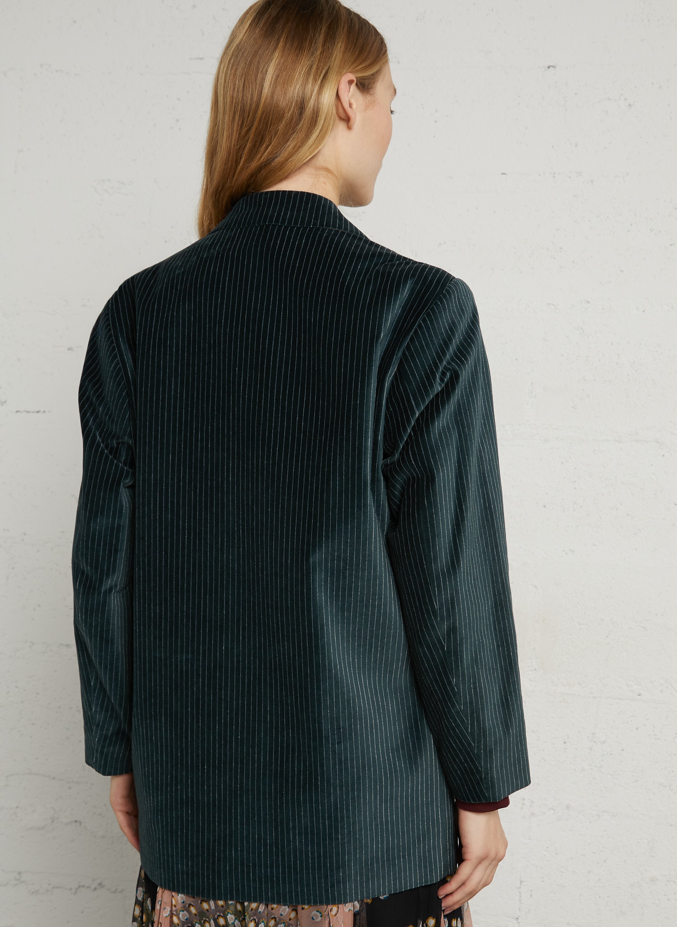 Striped cotton-blend straight-cut jacket with tailored collar DIEGA Black