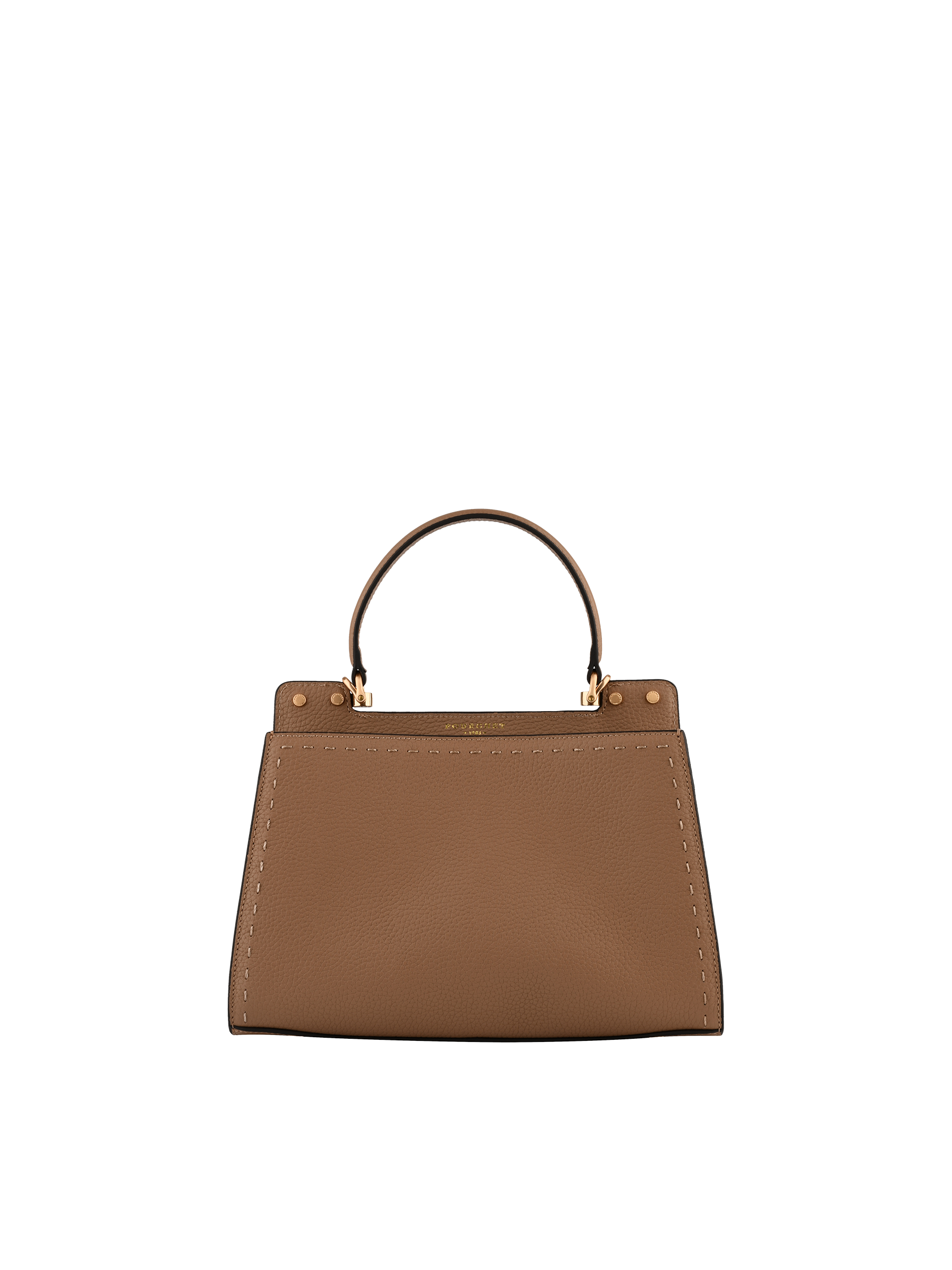 Cowhide leather handbag with a suede-effect finish POURCHET Grey