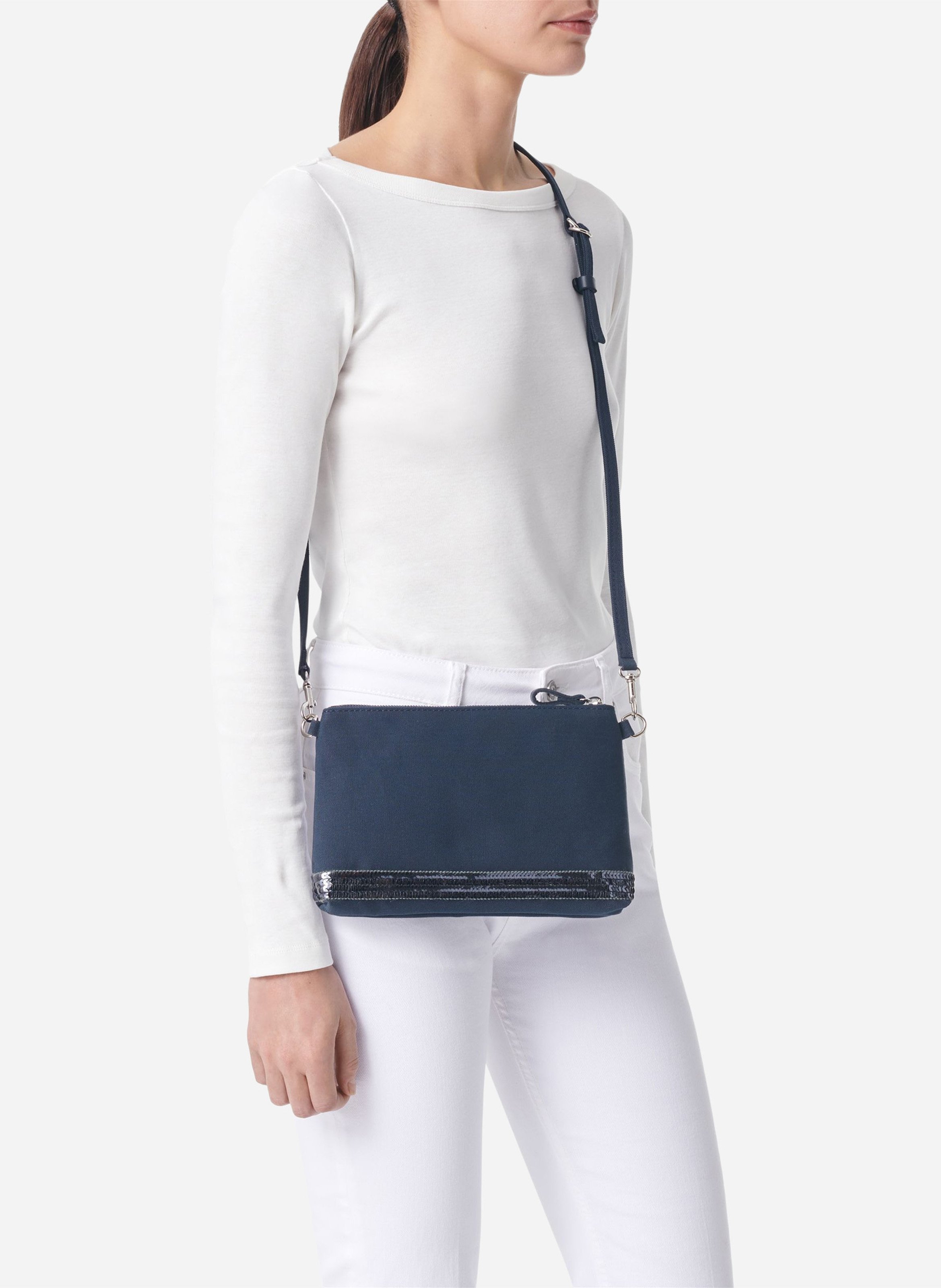 Sequined cotton clutch bag VANESSA BRUNO Blue
