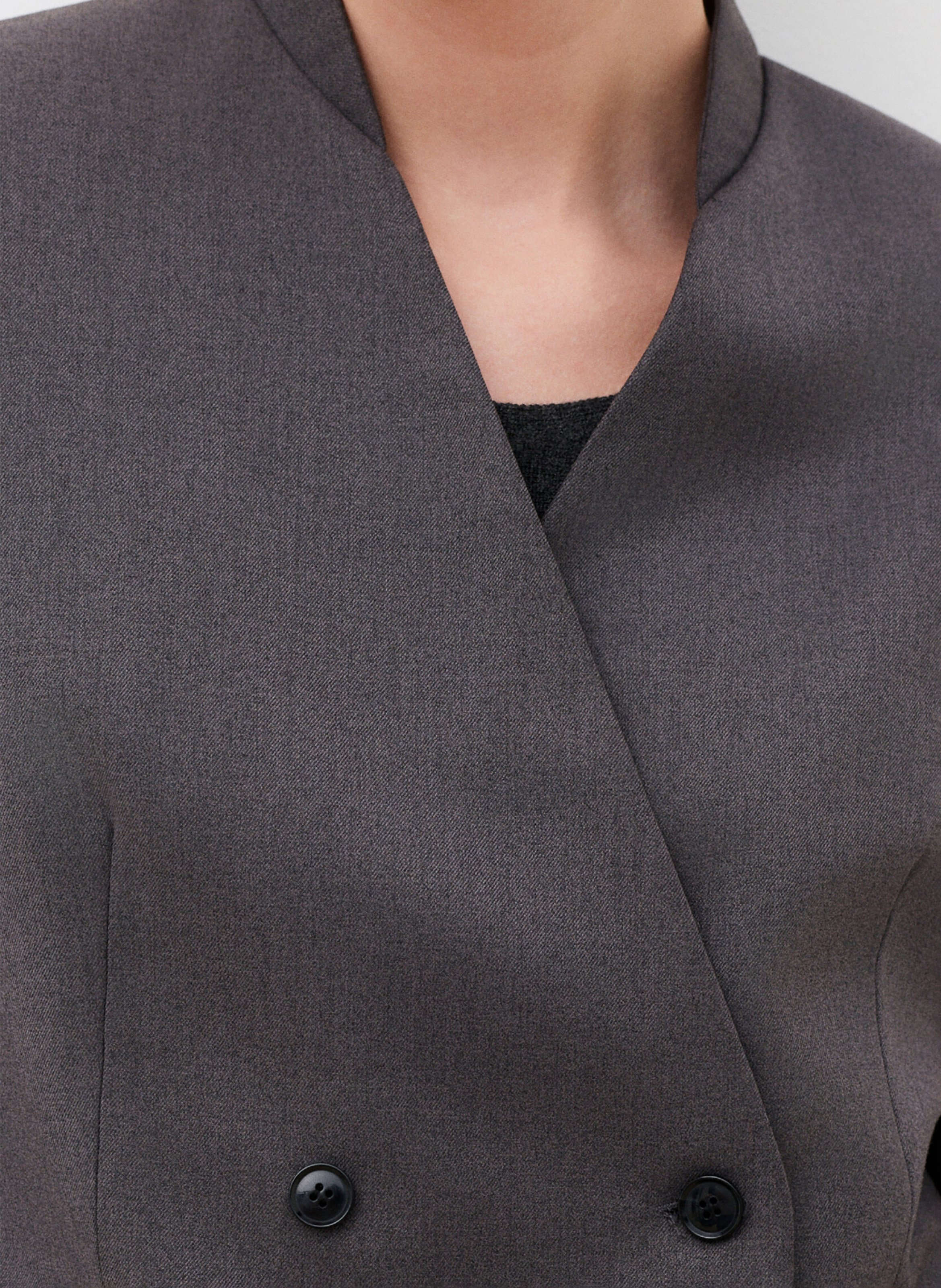 Plain cropped tailored jacket CAROLL Grey