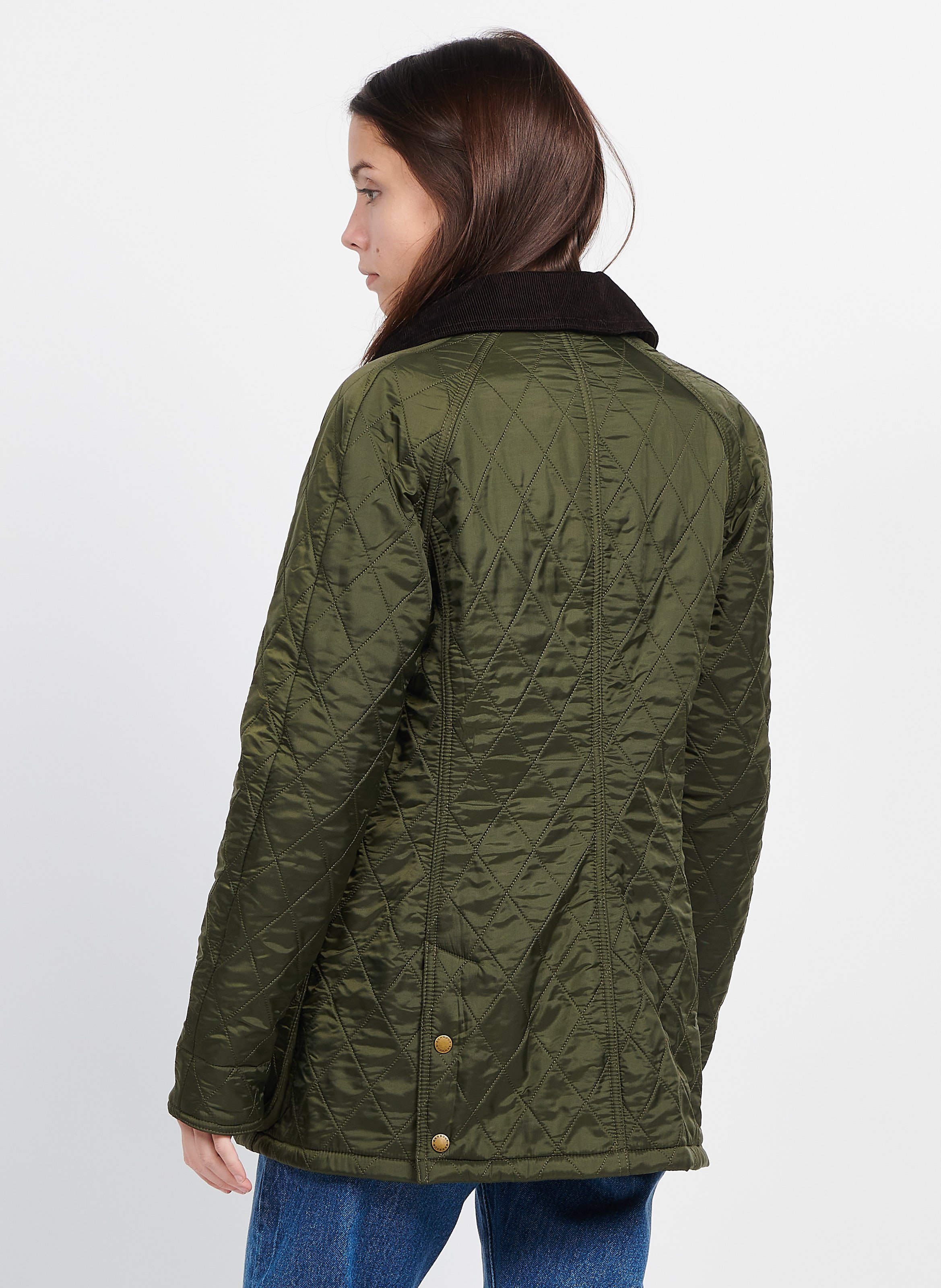 Quilted Jacket With Corduroy Collar Olive Barbour Women Place des