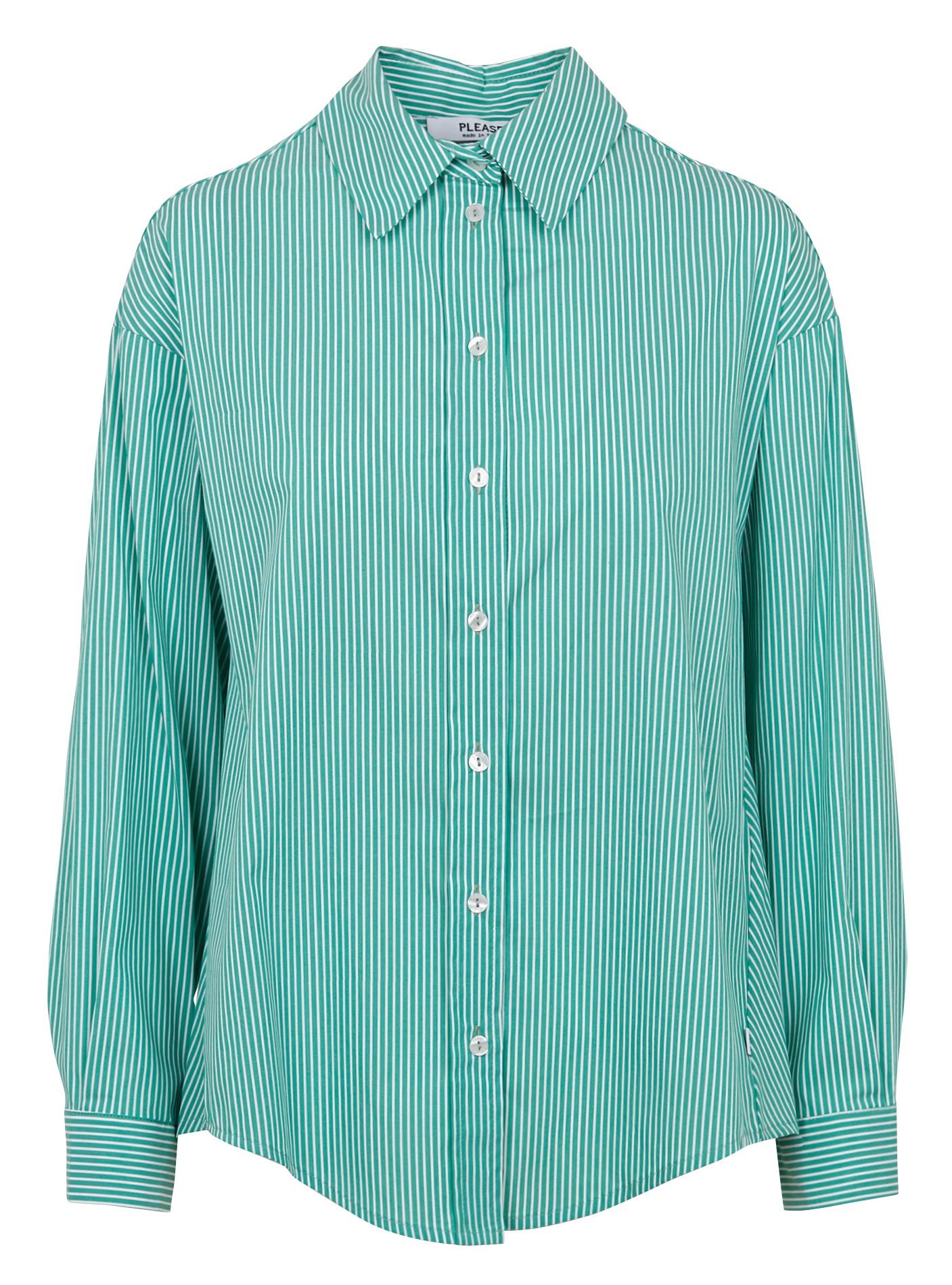 Blouse met klassieke kraag | katoenblend PLEASE Groen