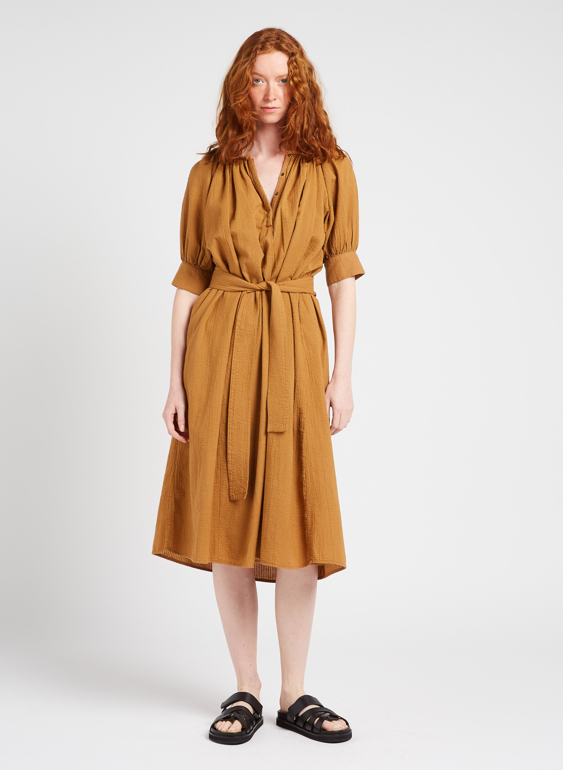 Flat leather sandals BOBBIES Black