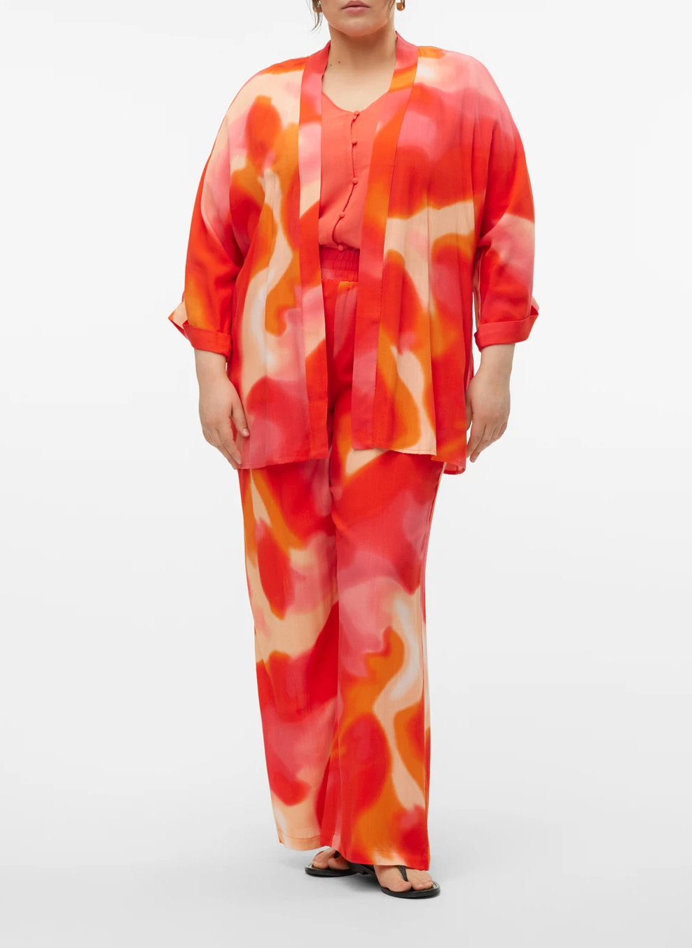 Weiter Cardigan mit Muster VERO MODA CURVE Orange