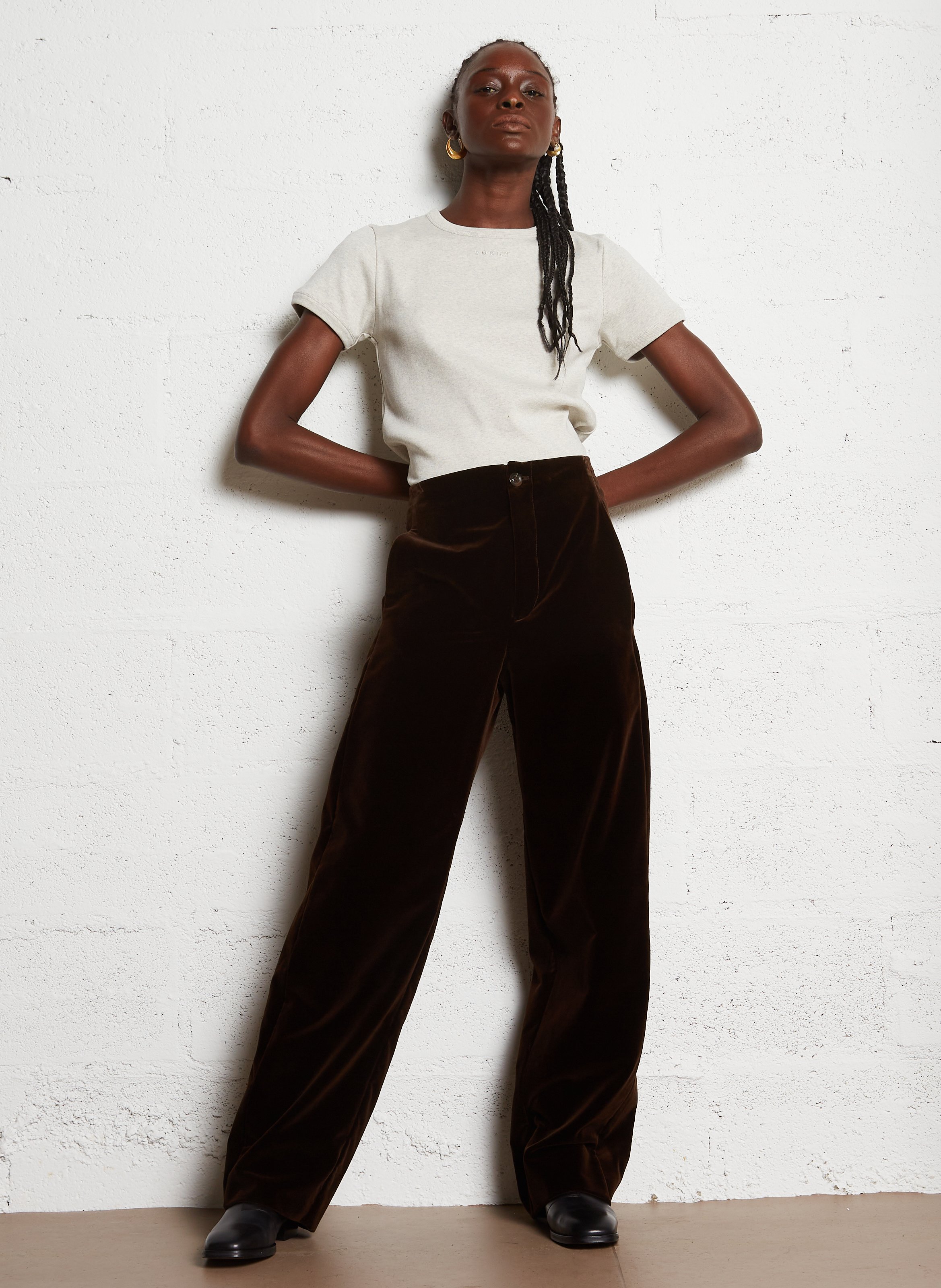 Tee-shirt droit col rond en coton bio SOEUR Gris