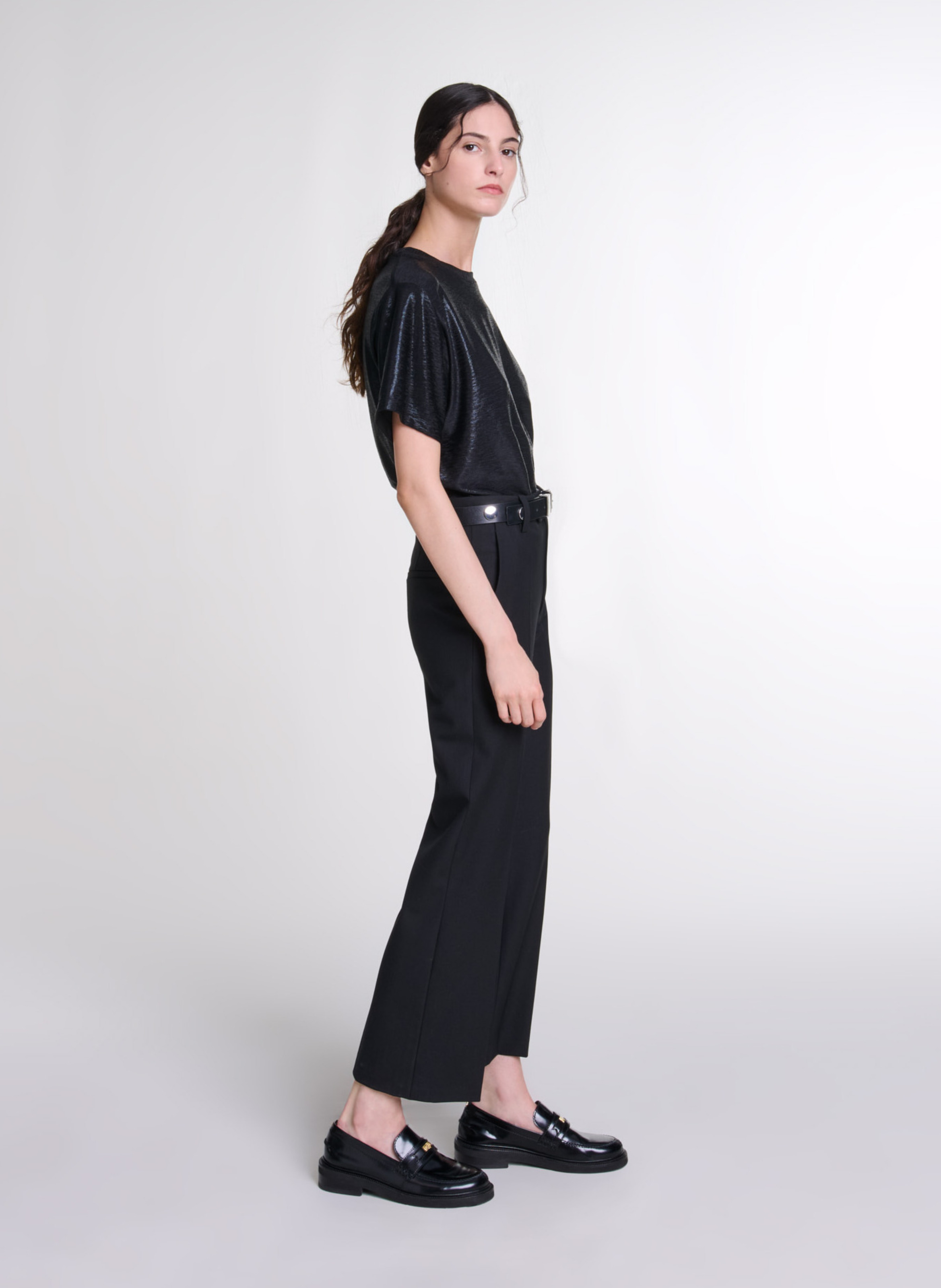 Tee-shirt pailleté MAJE Noir