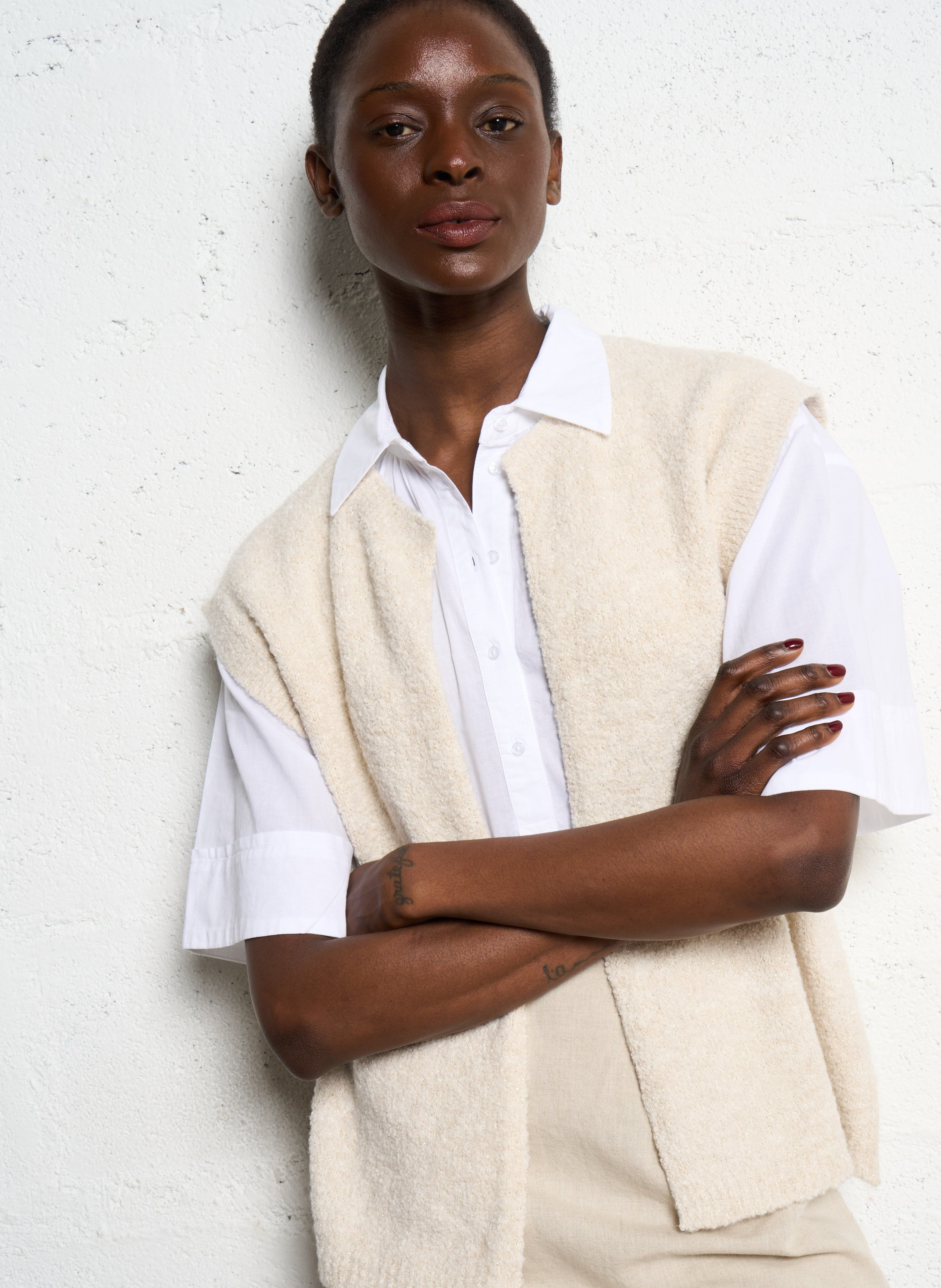 Polka dot vest ONE STEP White