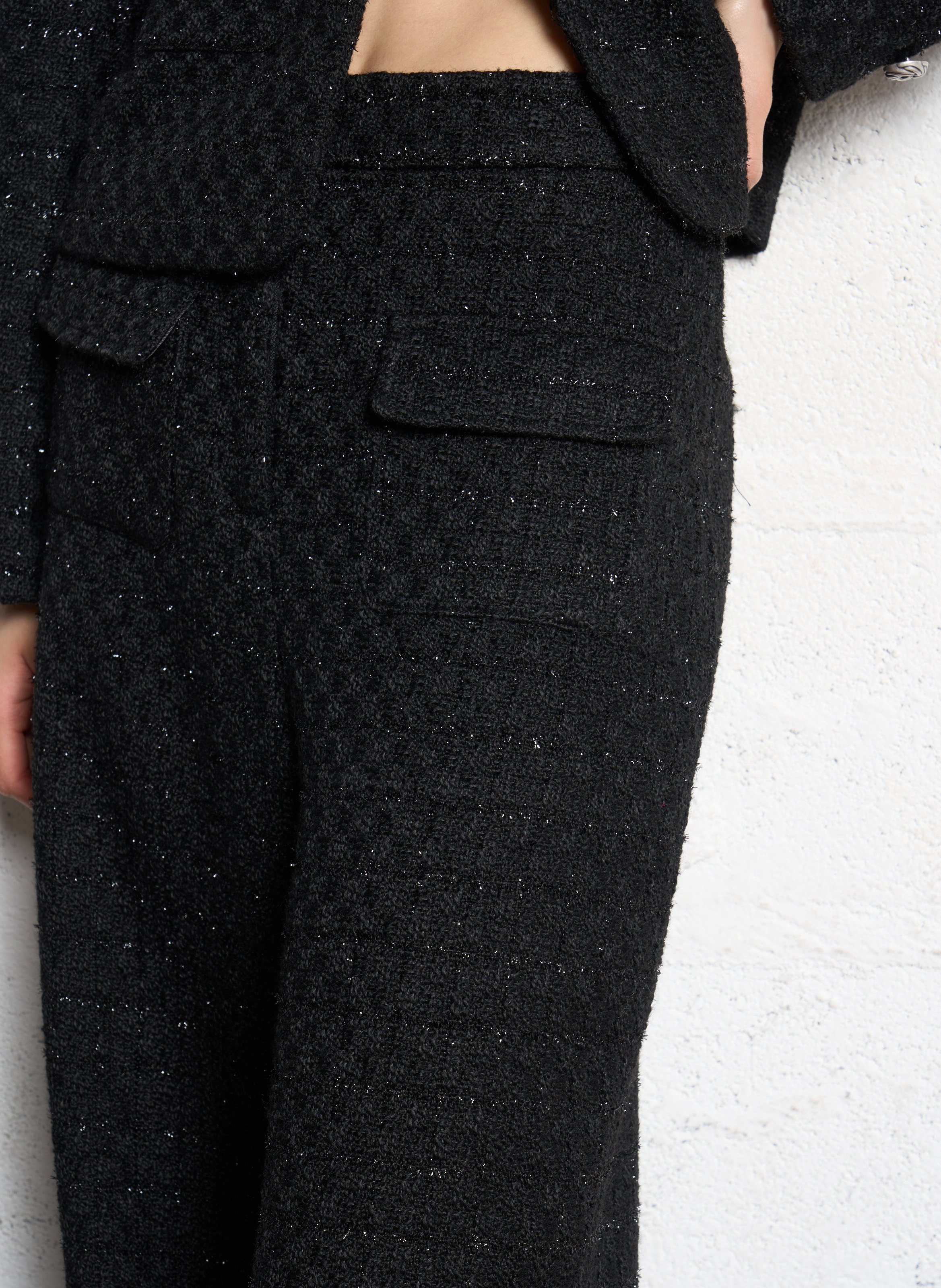 Pantalon large aspect tweed SUNCOO Noir