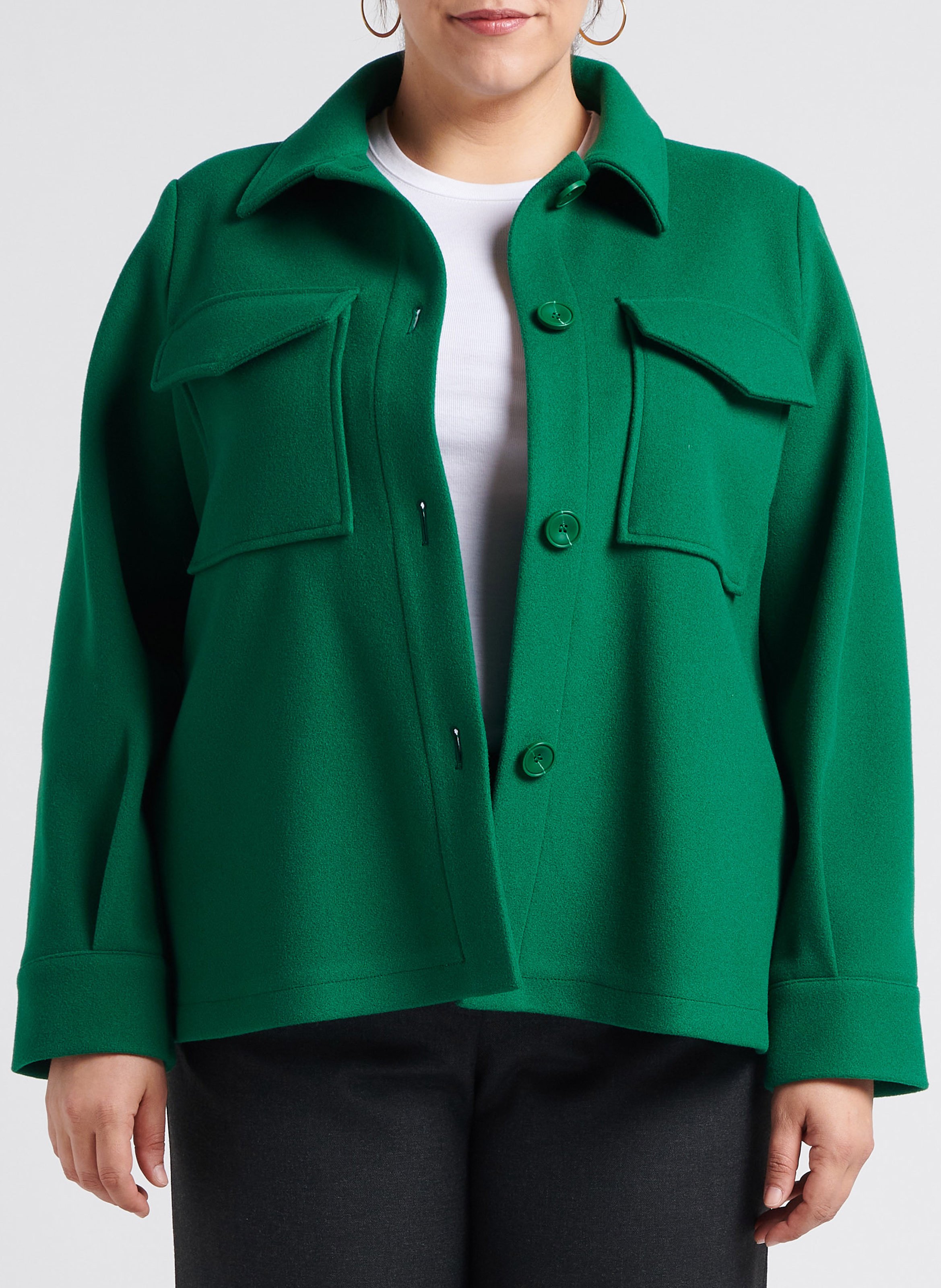 Manteau court col classique  Vert