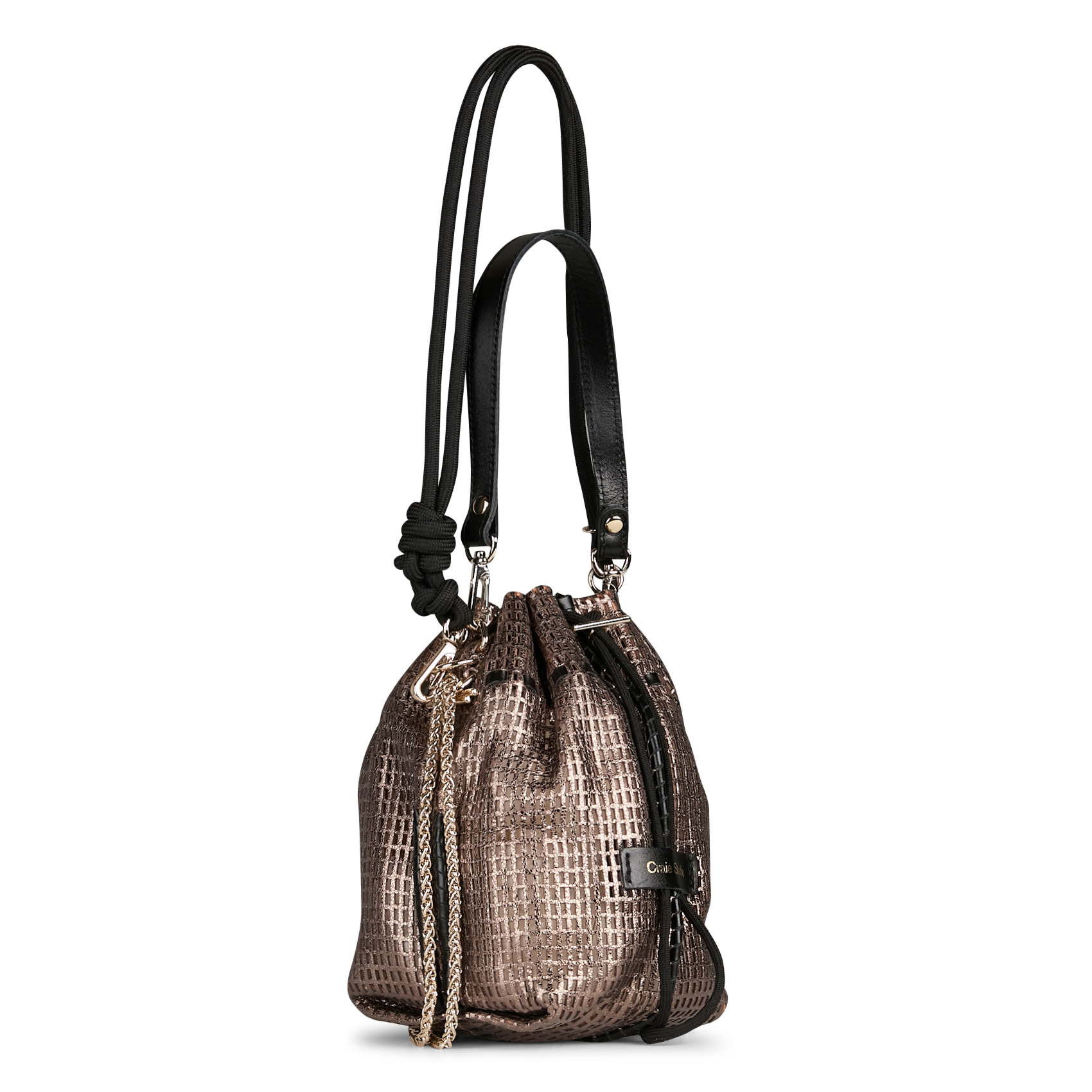 Sac bourse porté main en cuir ajouré CRAIE STUDIO Doré