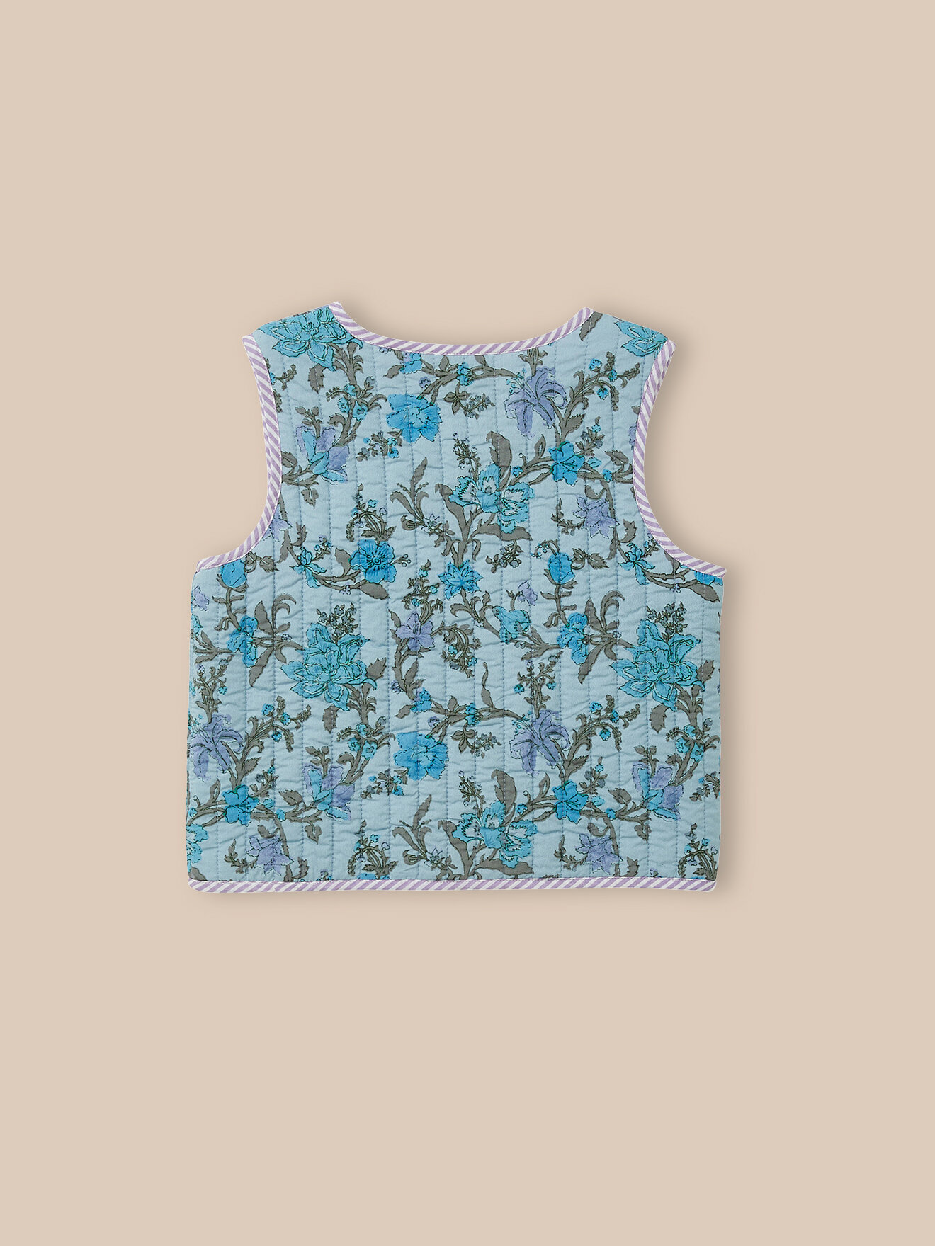 Quilted jacket with floral print CYRILLUS Blue