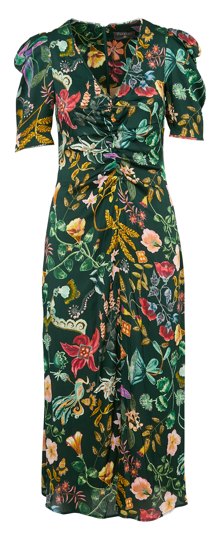 Robe longue col v imprimée COTELAC Vert