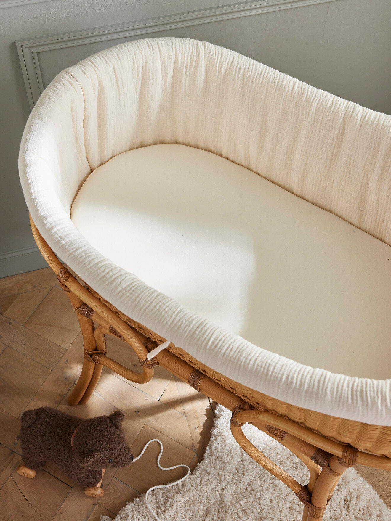 Organic cotton fitted sheet celestial cradle CYRILLUS White