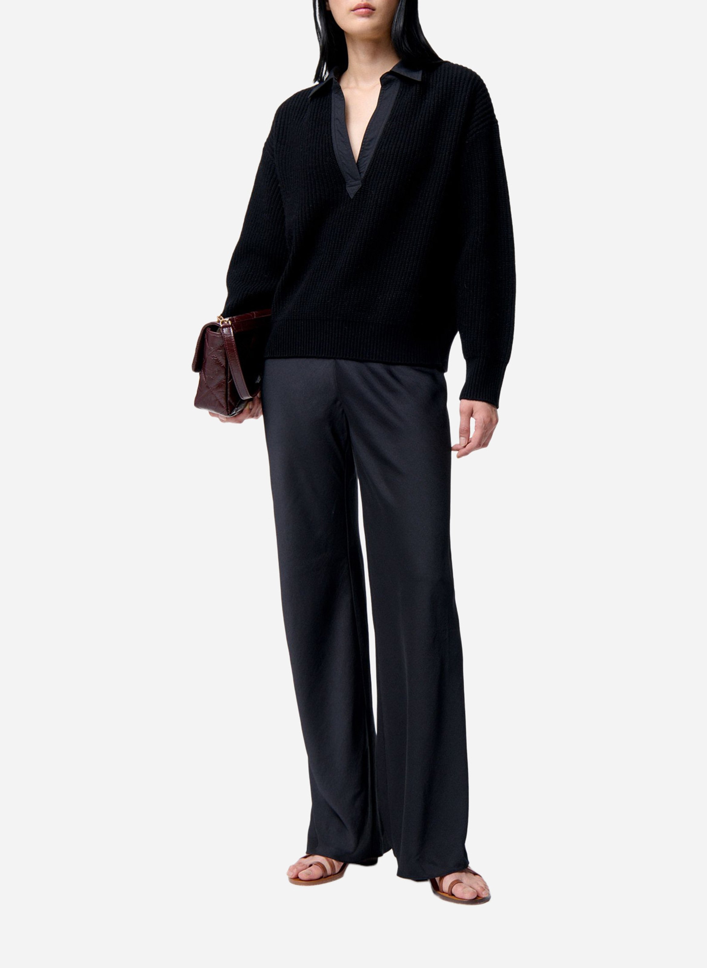 Pull col polo en laine VANESSA BRUNO Noir