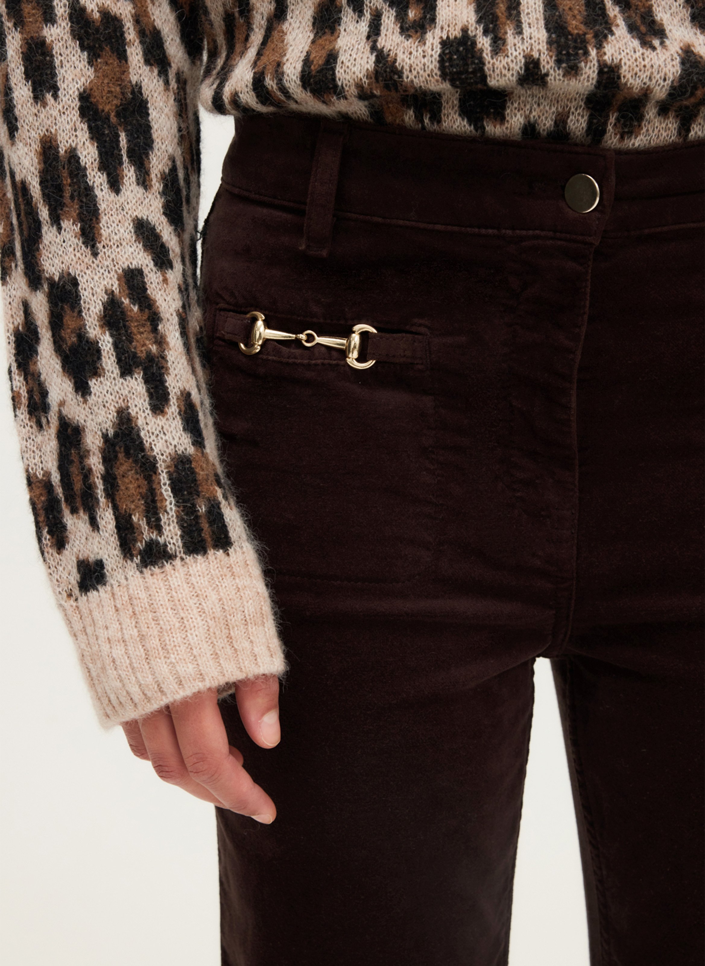 Flared velvet pants PABLO Brown