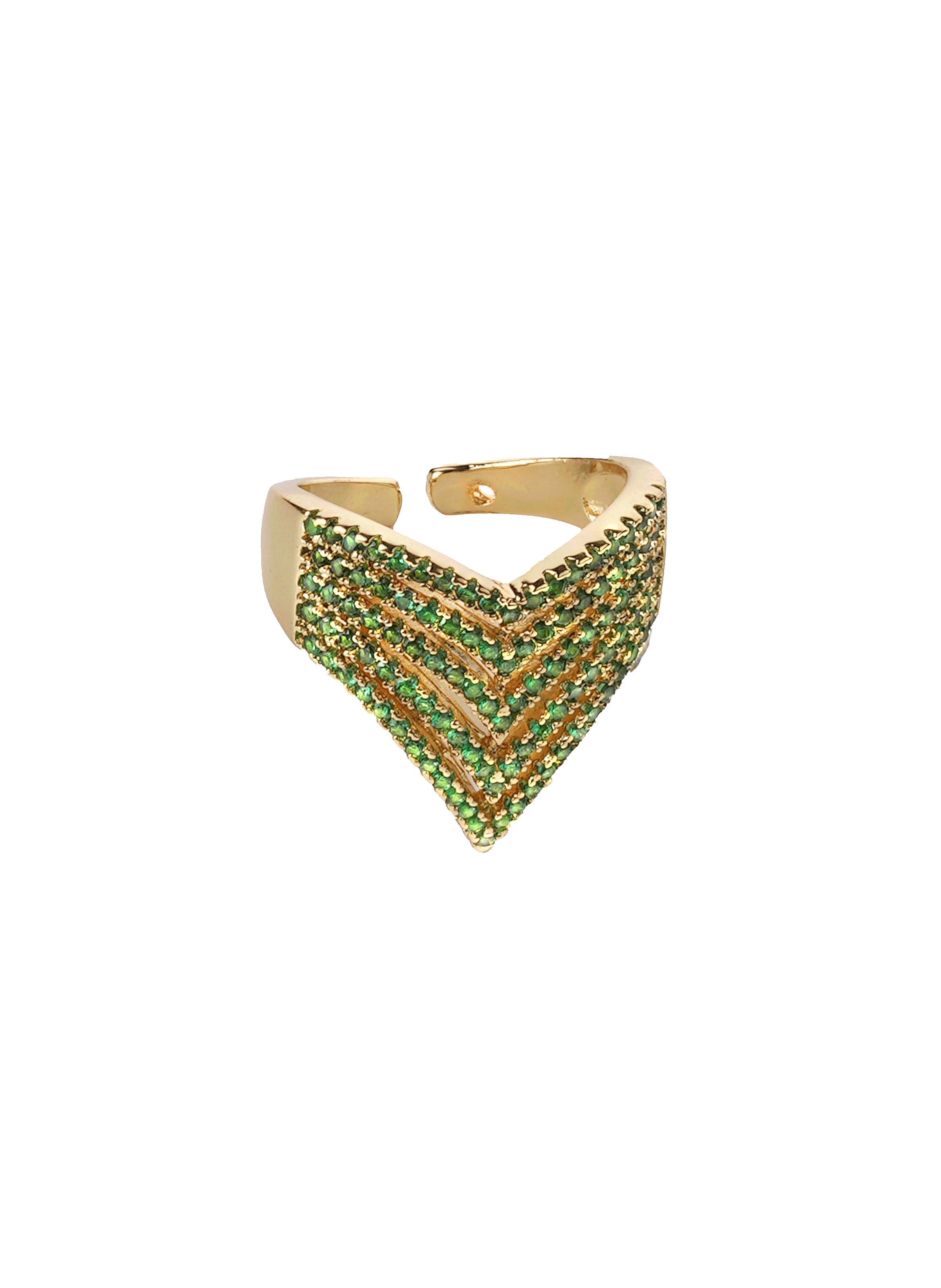 Adjustable geometric-shaped ring HIPANEMA Green