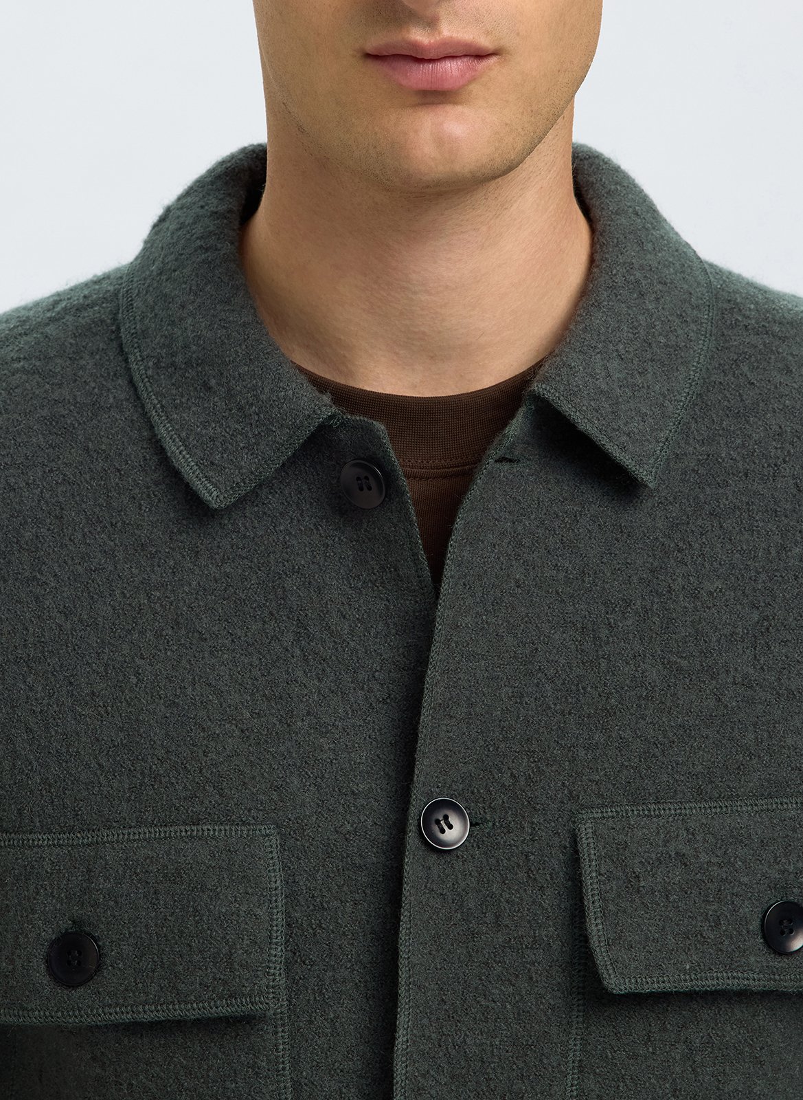 Surchemise droite unie en laine SELECTED Vert