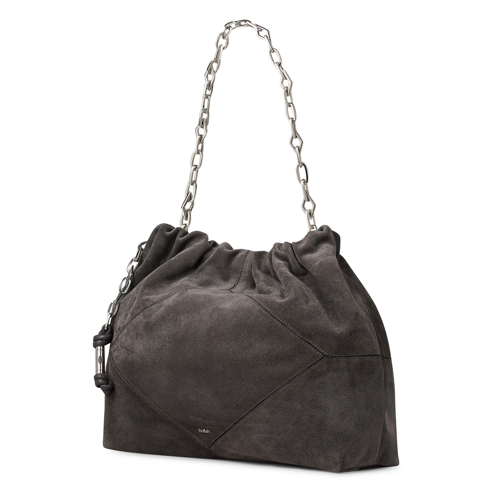 Sac Tote épaule à chaîne en cuir velours BA&SH Gris
