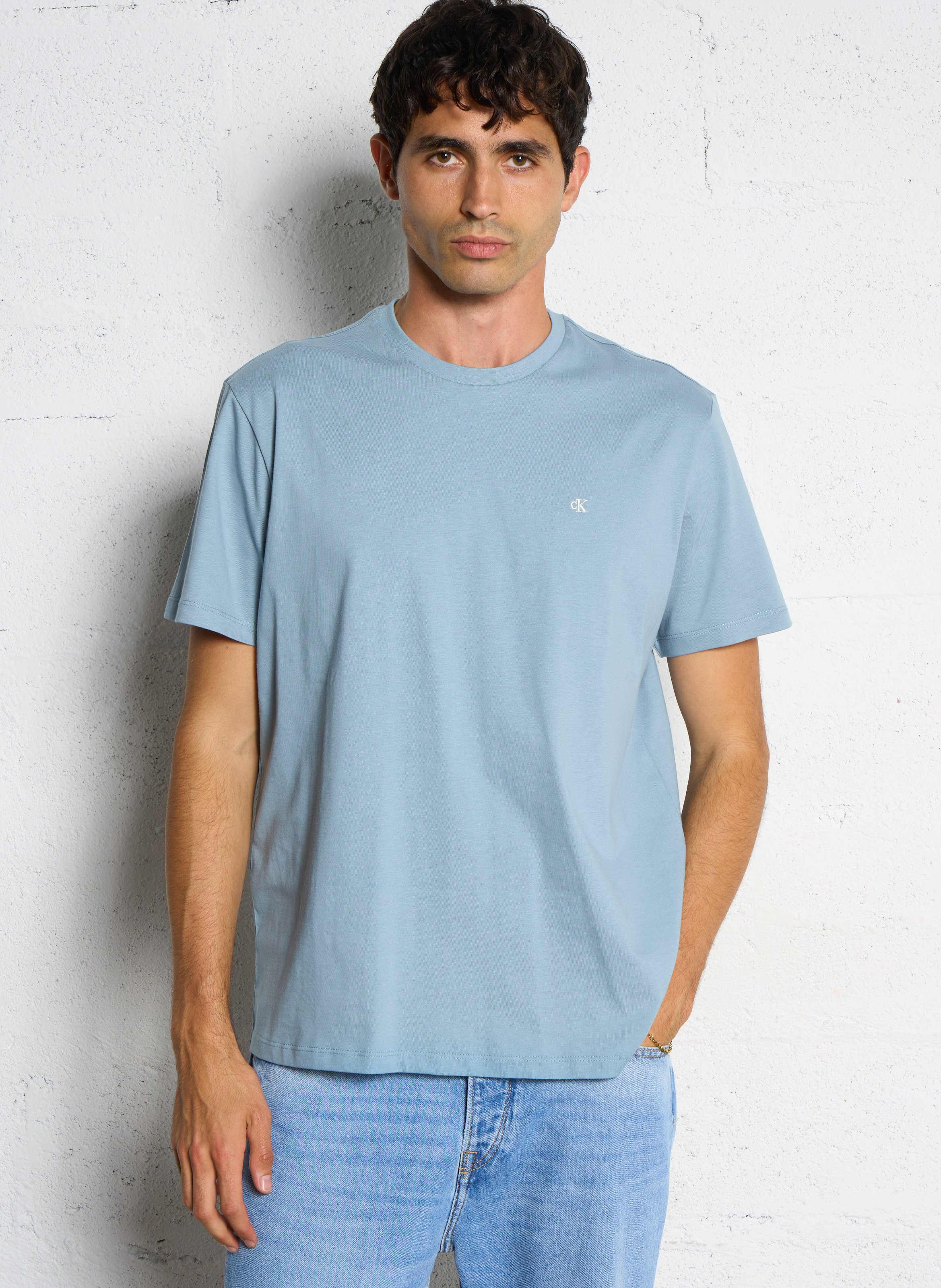 Tee-shirt droit col rond en coton CALVIN KLEIN