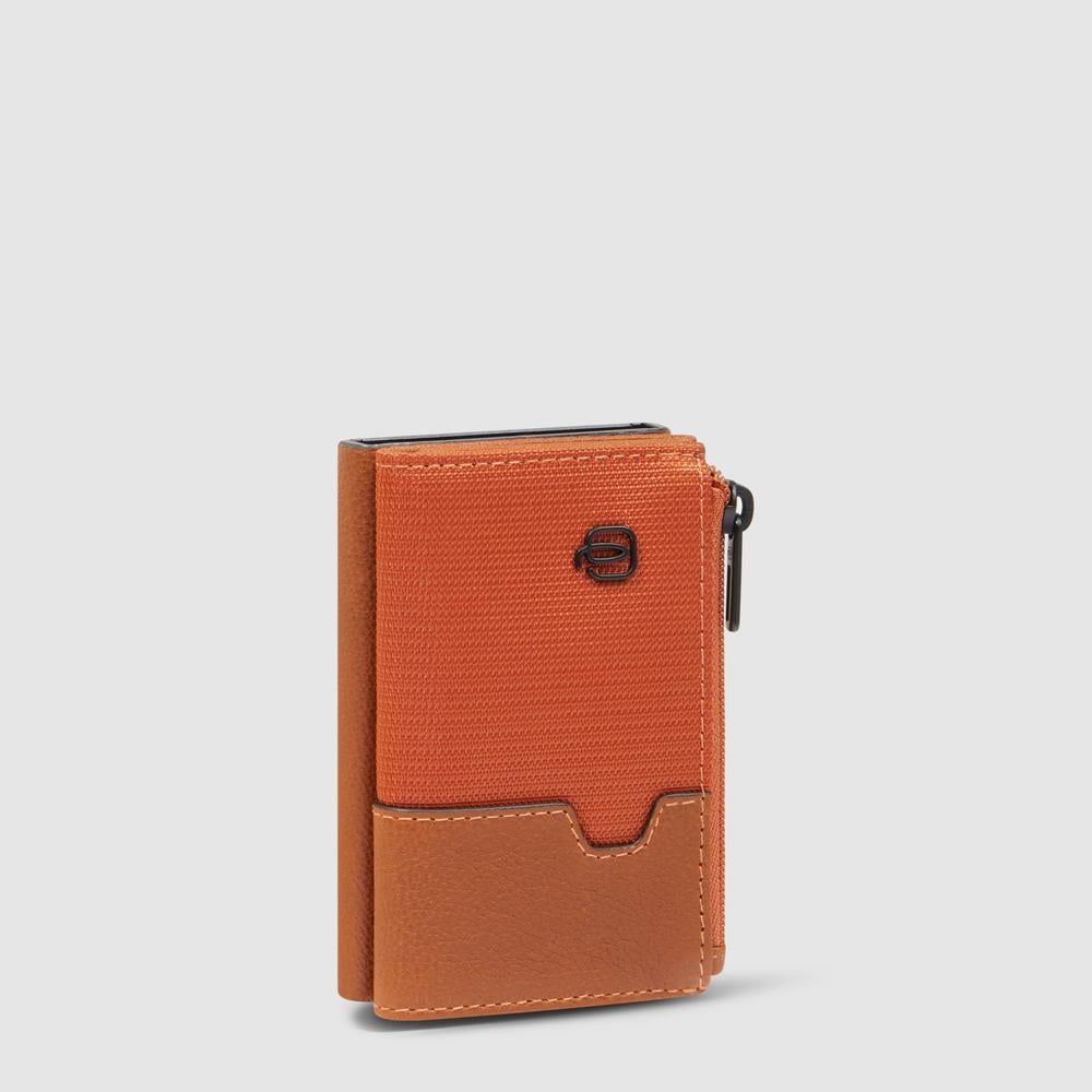 Compact wallet with pop-up card holder, coin pocket, and RFID protection PIQUADRO Orange