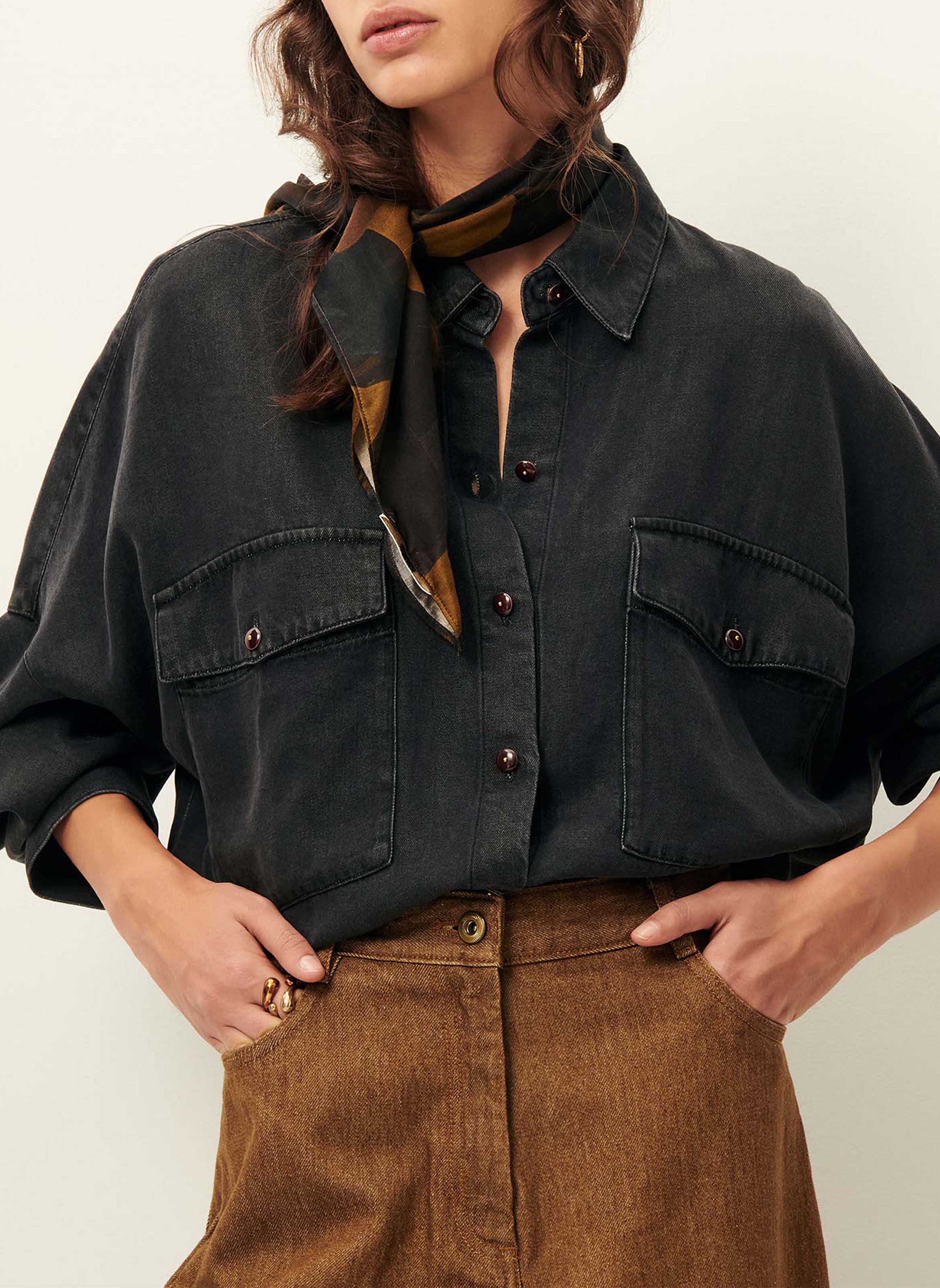 Chemise oversize col classique  SESSUN Noir